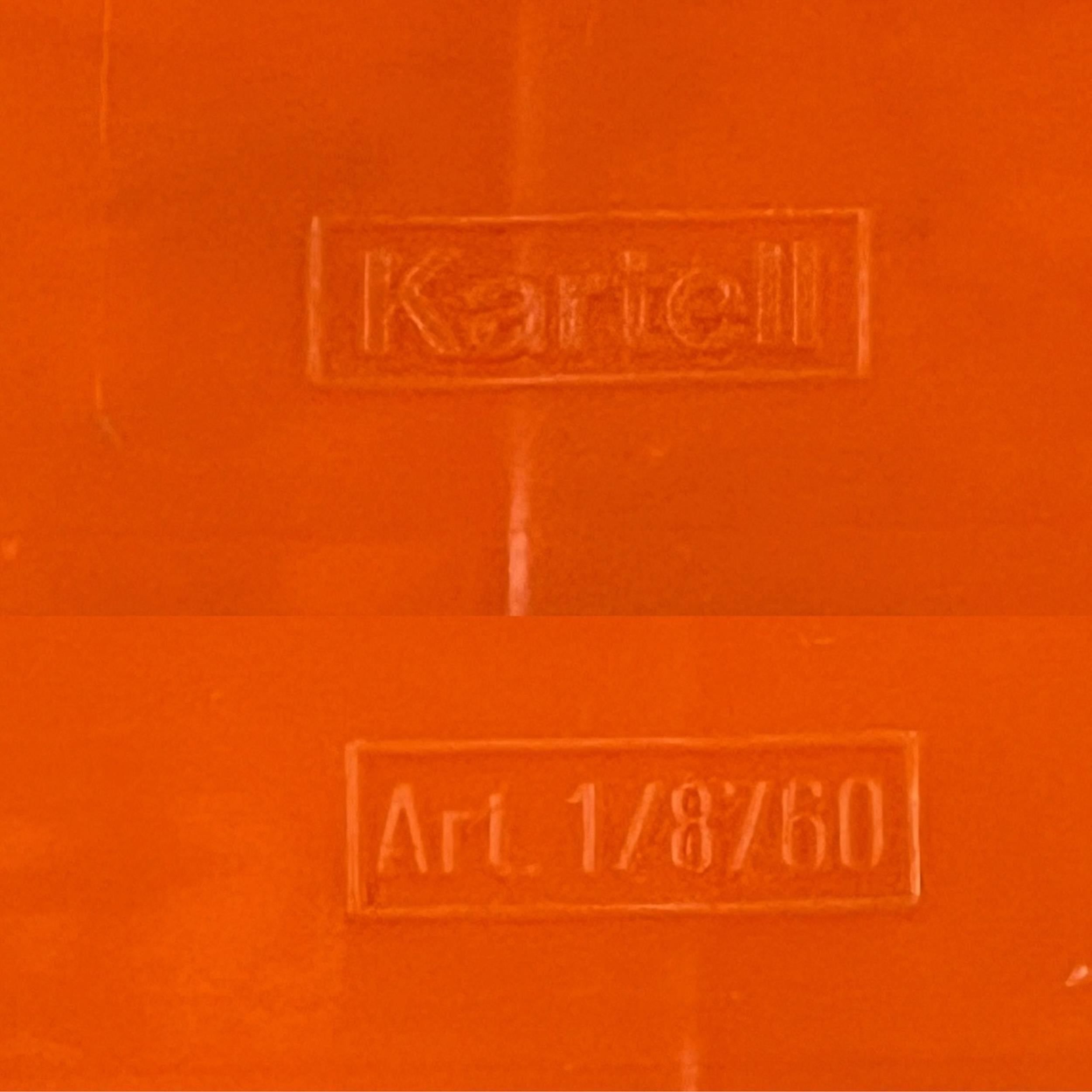 Space Age Raro portabottiglie d'epoca Kartell in plastica arancione Made in Italy, anni '60