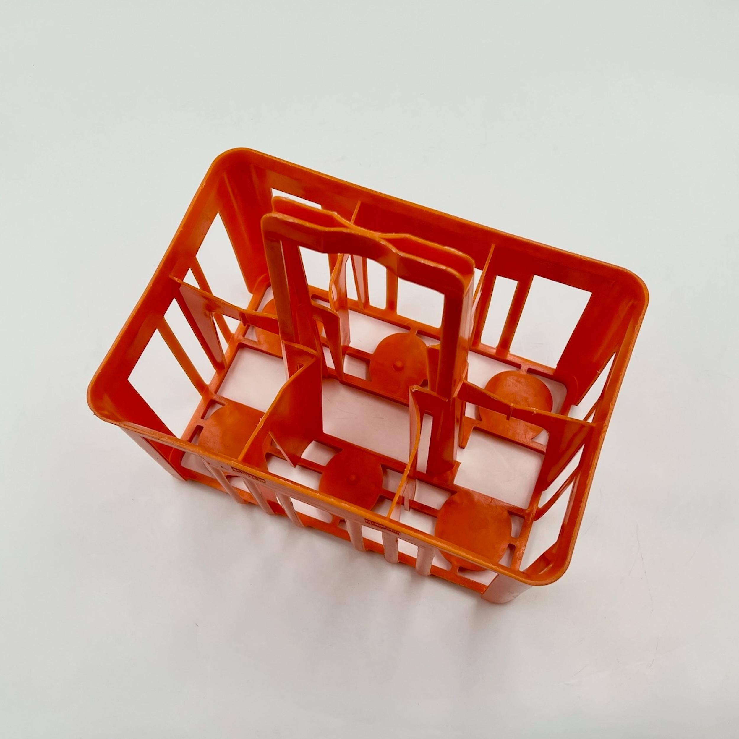 Raro portabottiglie d'epoca Kartell in plastica arancione Made in Italy, anni '60 1