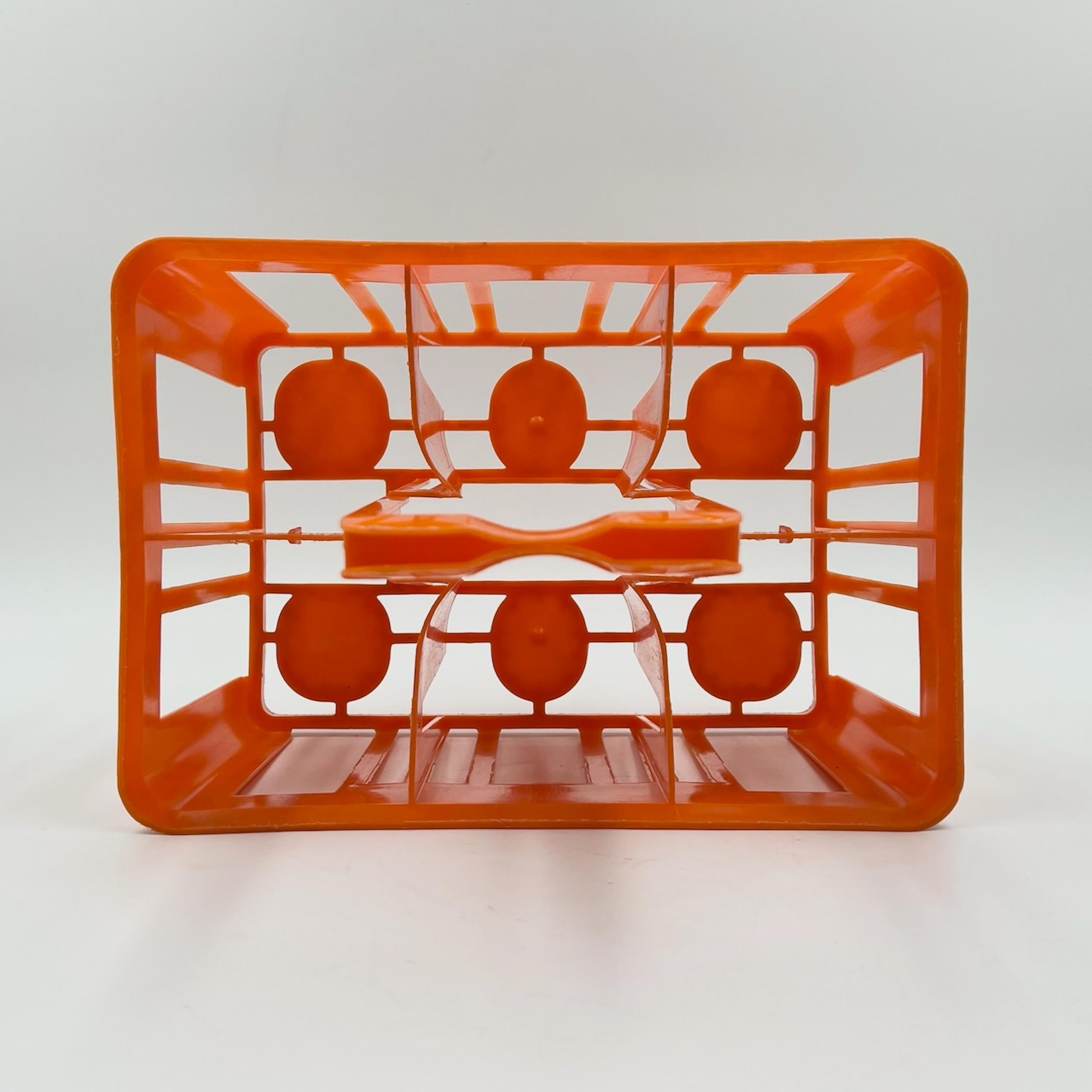 Raro portabottiglie d'epoca Kartell in plastica arancione Made in Italy, anni '60 2