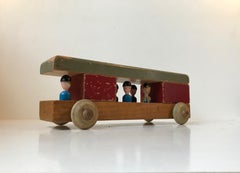 Rare Kay Bojesen Beech Toy Bus with Passengers, 1950s, Denmark