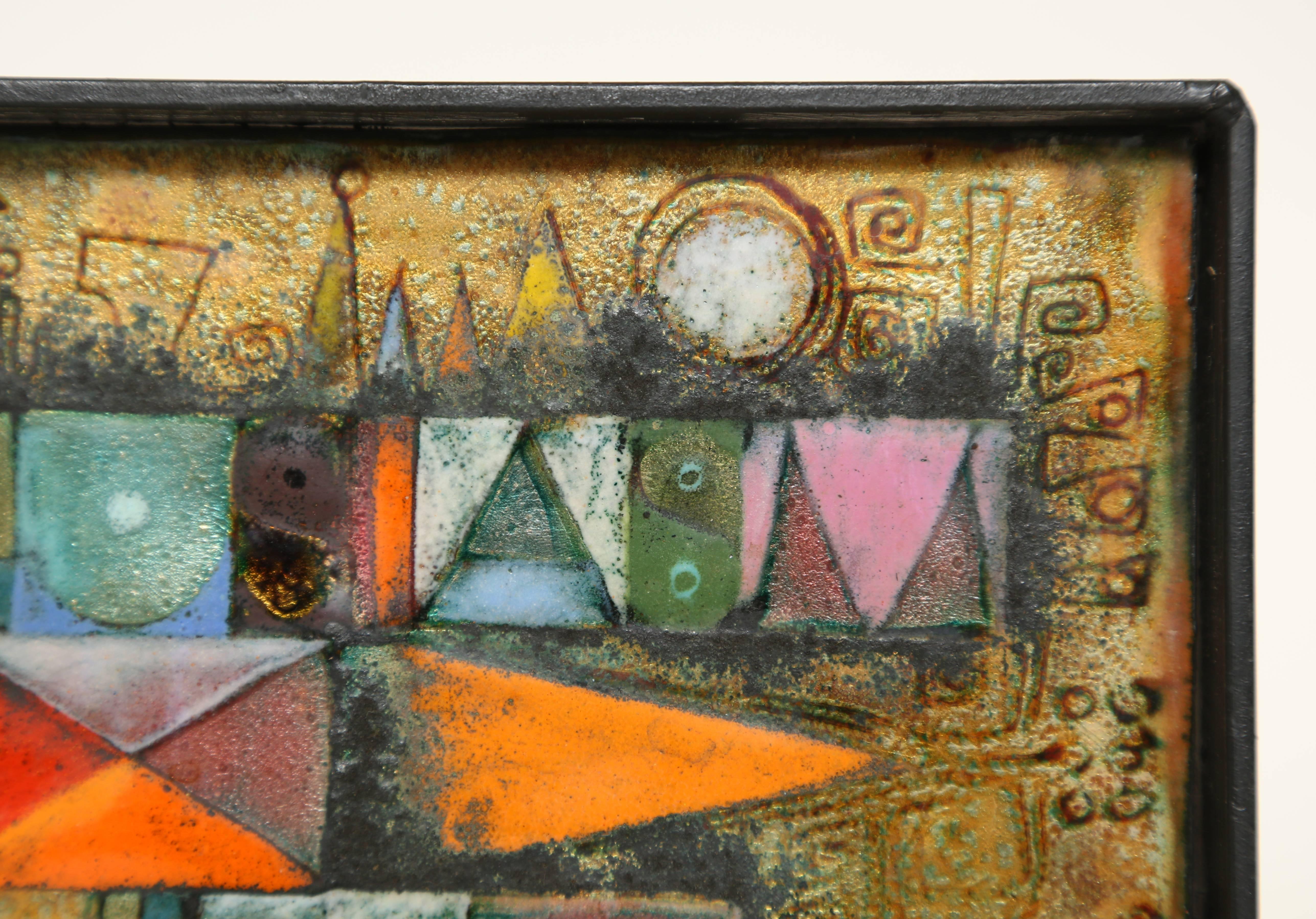 Rare Kay Whitcomb Enamel on Copper Plaque In Good Condition In West Palm Beach, FL