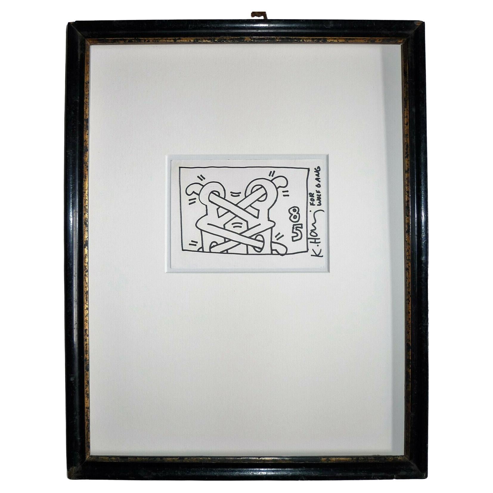 Rare Keith Haring Original Drawing Art Attack on AIDS
