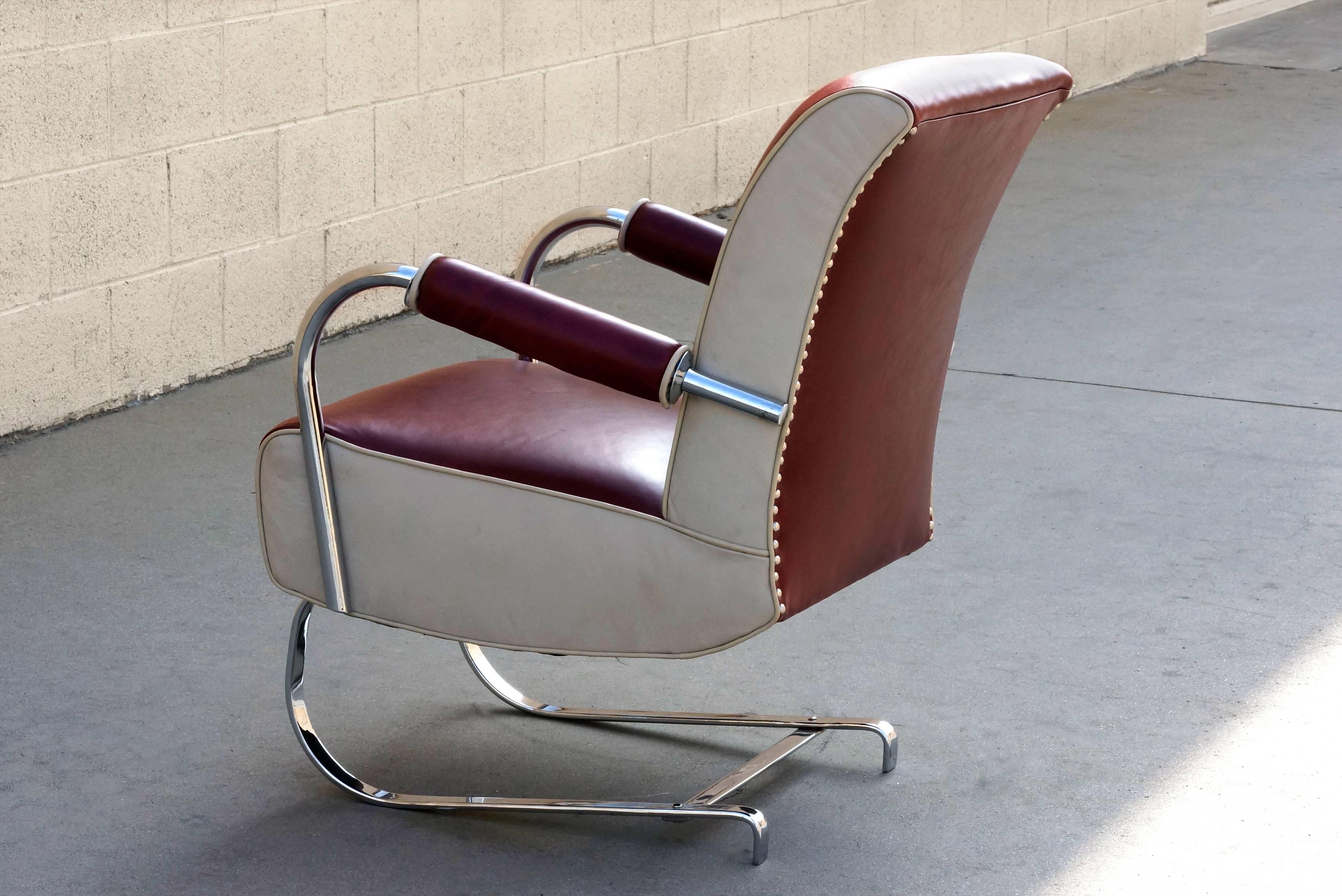 American Rare Kem Webber Art Deco Armchair, Refinished For Sale