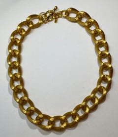 Rare Kenneth Jay Lane Large Showpiece Gilded Polished Gold Hardware Necklace
