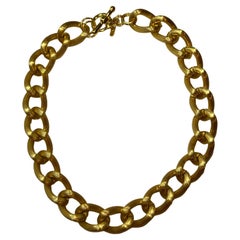 Rare Kenneth Jay Lane Large Showpiece Gilded Polished Gold Hardware Necklace