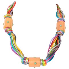 Rare Kenneth Lane Unique Vintage Ribbon Bead Necklace 