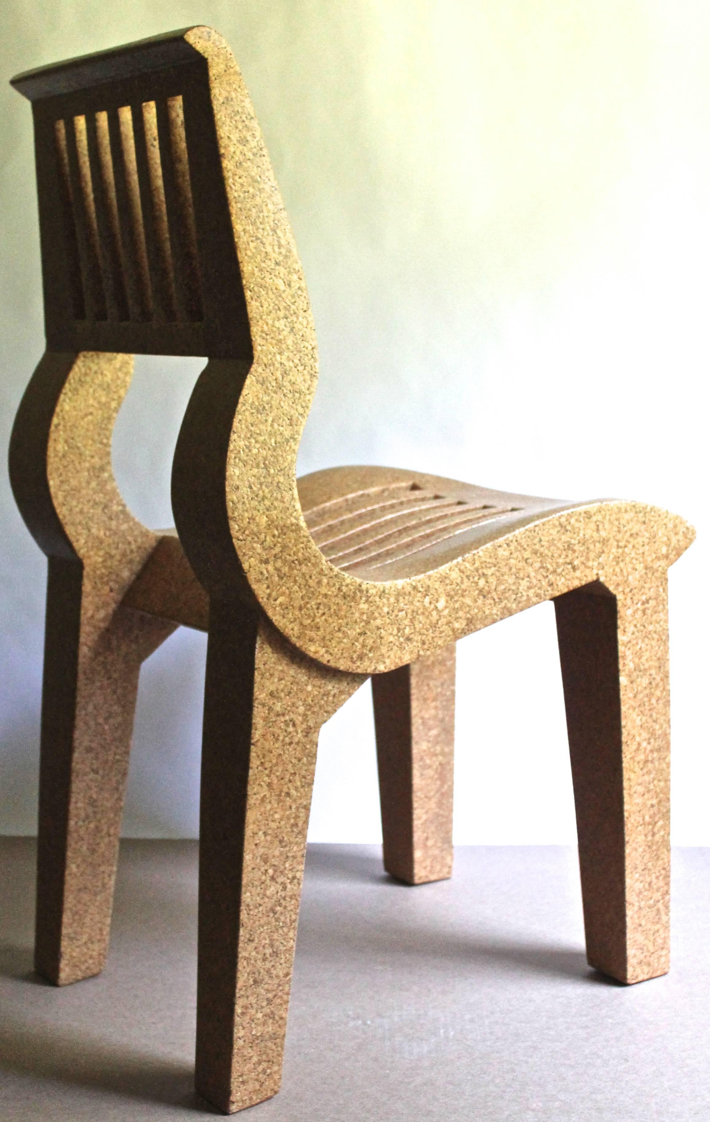 Solid cork, designed by Kebin Walz, made in Sardinia by KorQinc in 1997 distributed in a very small run by Knoll.