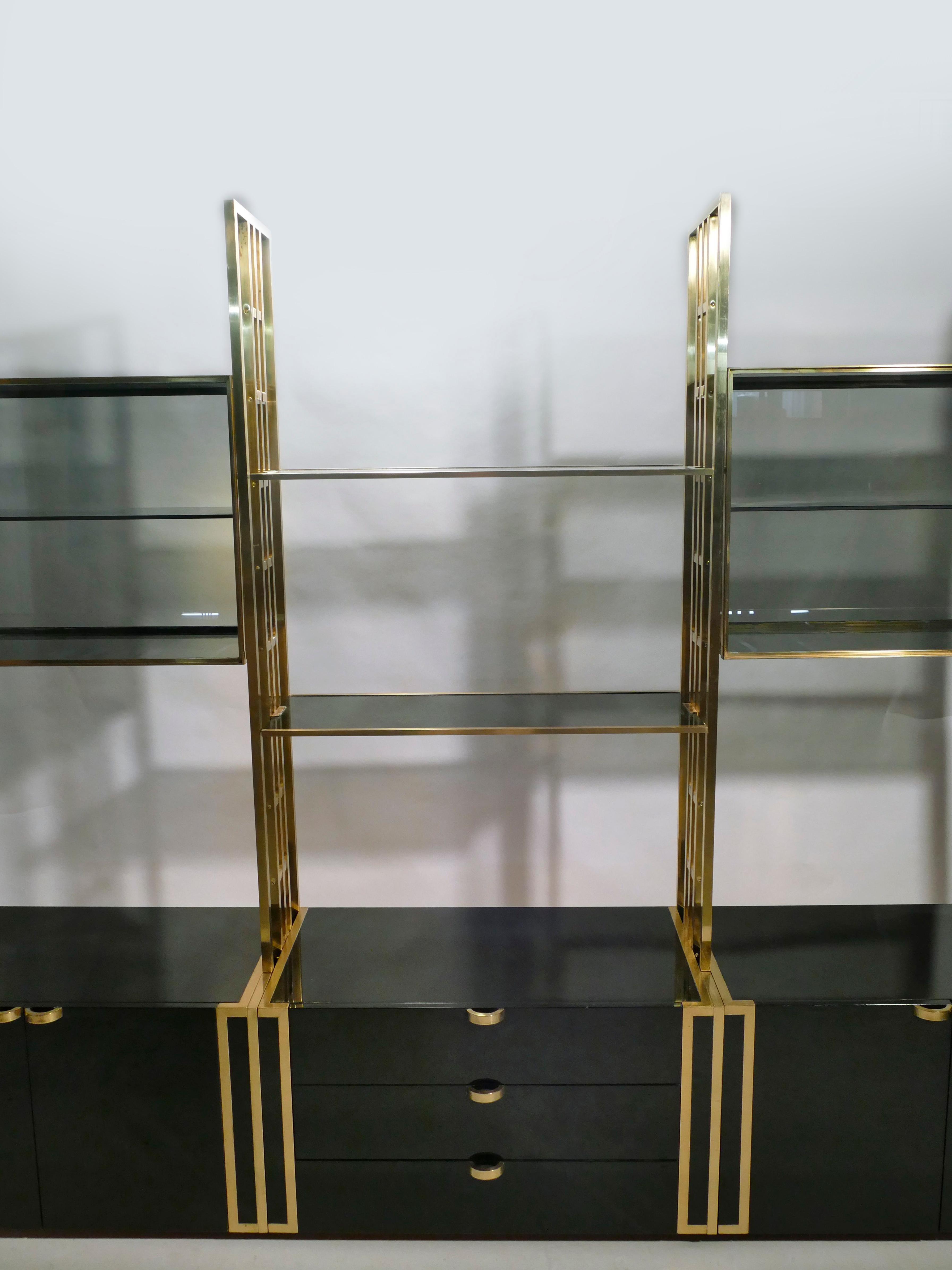 Rare Kim Moltzer French Lacquer and Brass Shelves, 1970s 6
