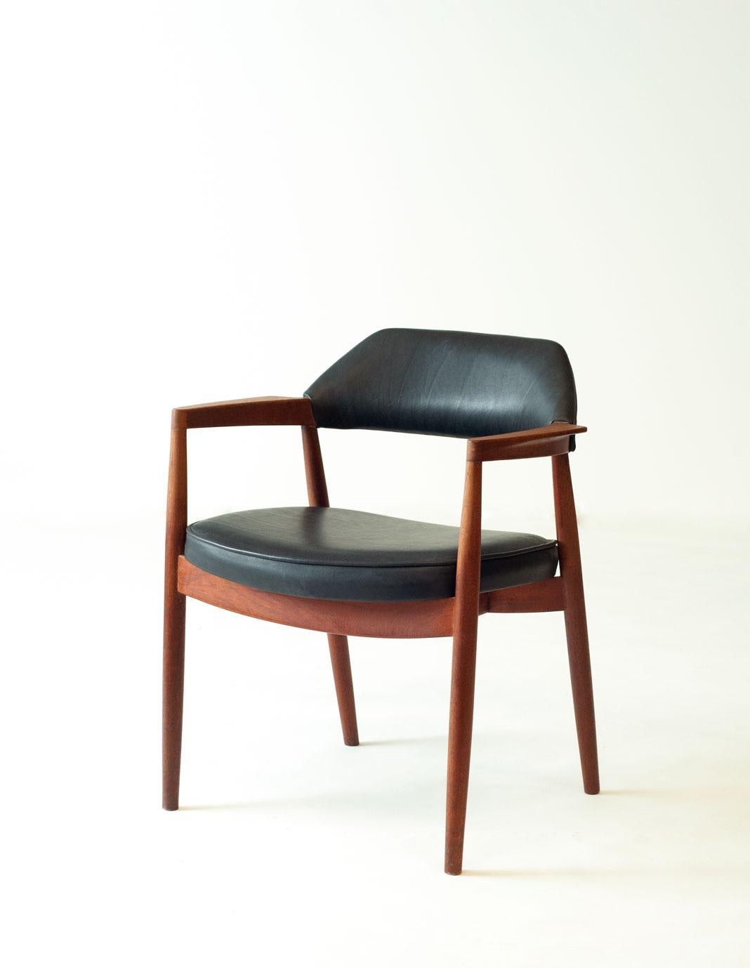 Rare Tove & Edvard Kindt-Larsen teak armchair for Gustav Bertelsen with brand new leather upholstery. 

This was was first shown at the 1958 Copenhagen Cabinetmaker's Guild Exhibition.