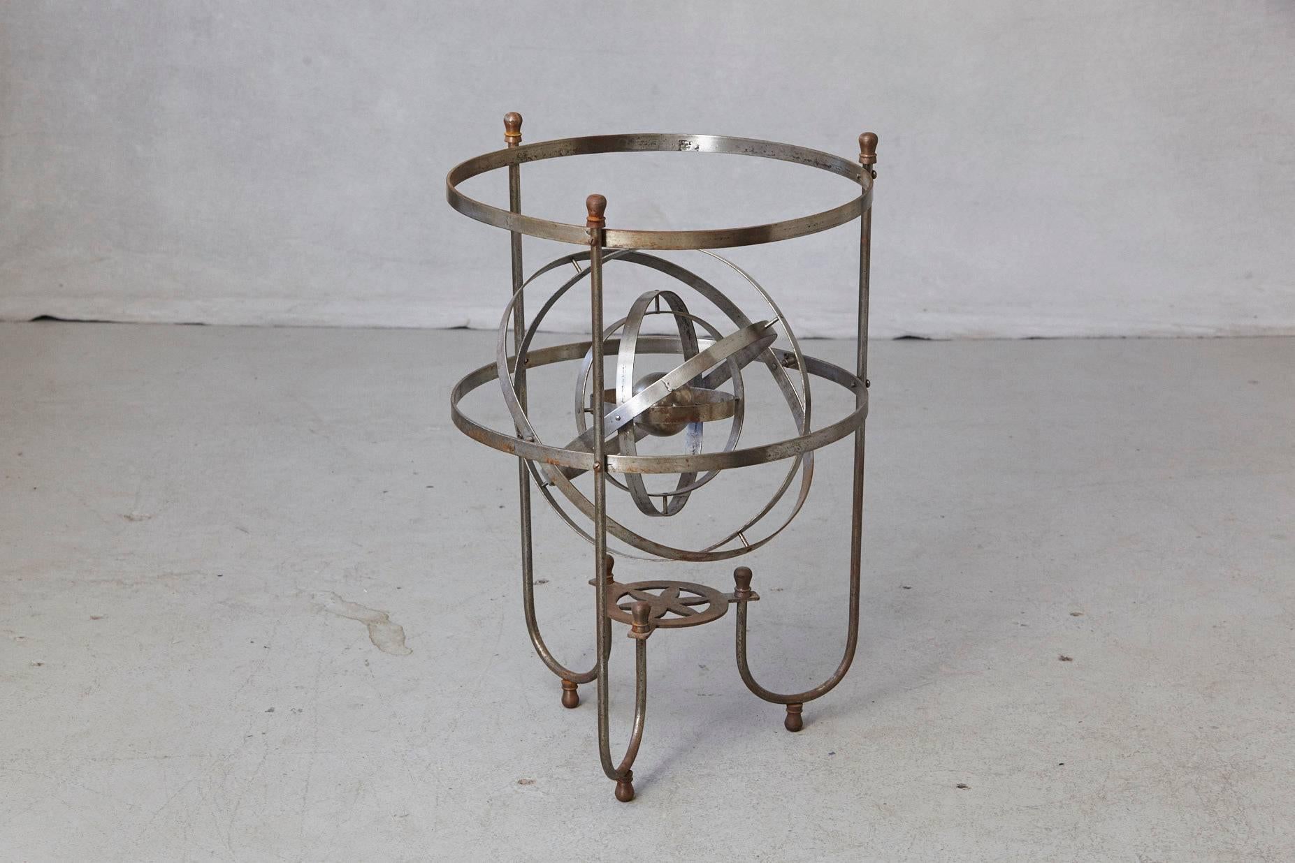 Steel Rare Kinetic Side Table with Revolving Orbital Motion, England, 1930s