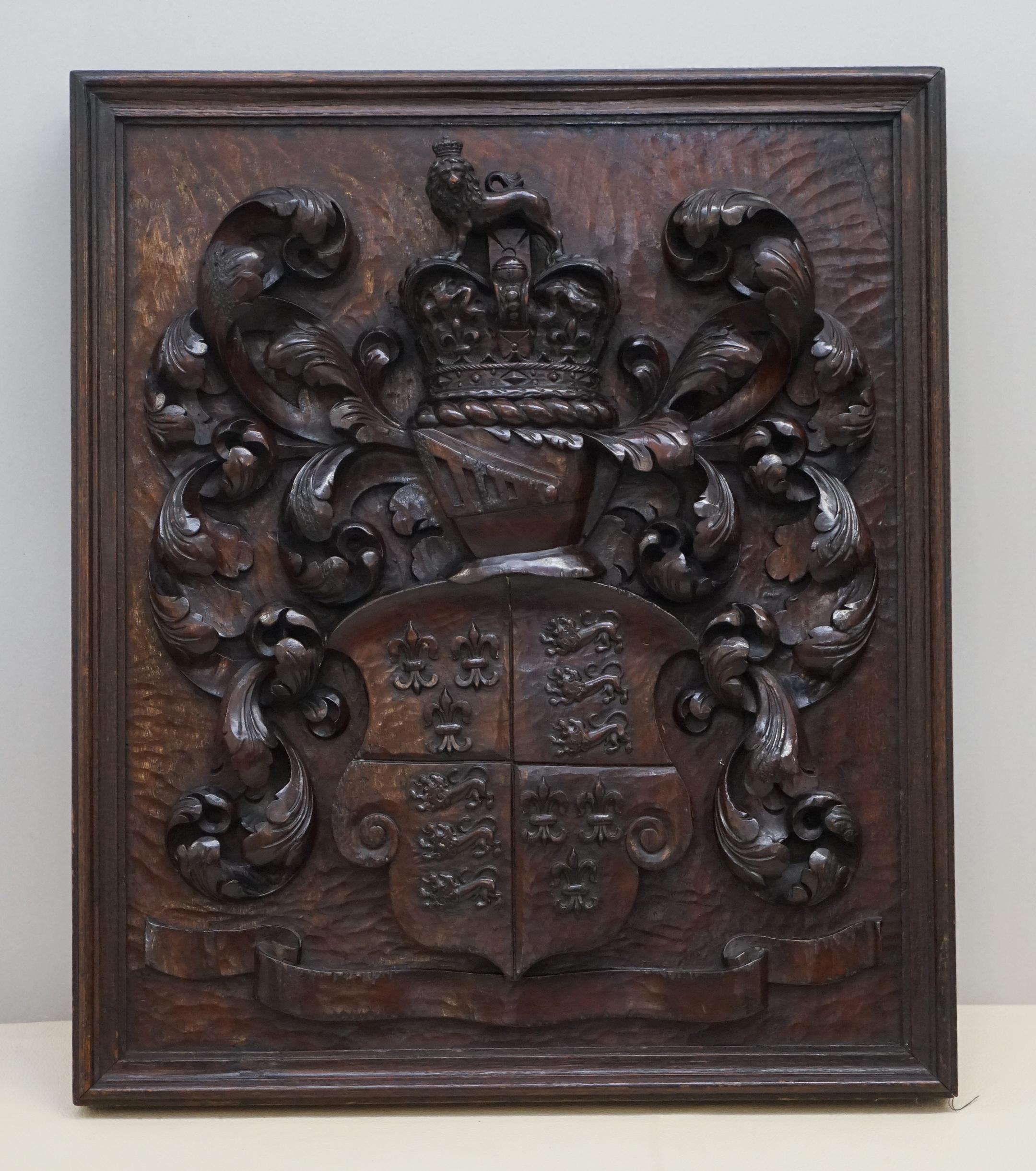 Royal House Antiques

Royal House Antiques is delighted to offer for sale this stunning and very rare English Armorial Crest coat of arms that covers a period of 1405-1603 hand carved in solid walnut dating to circa 1780.

A truly sublime piece, I
