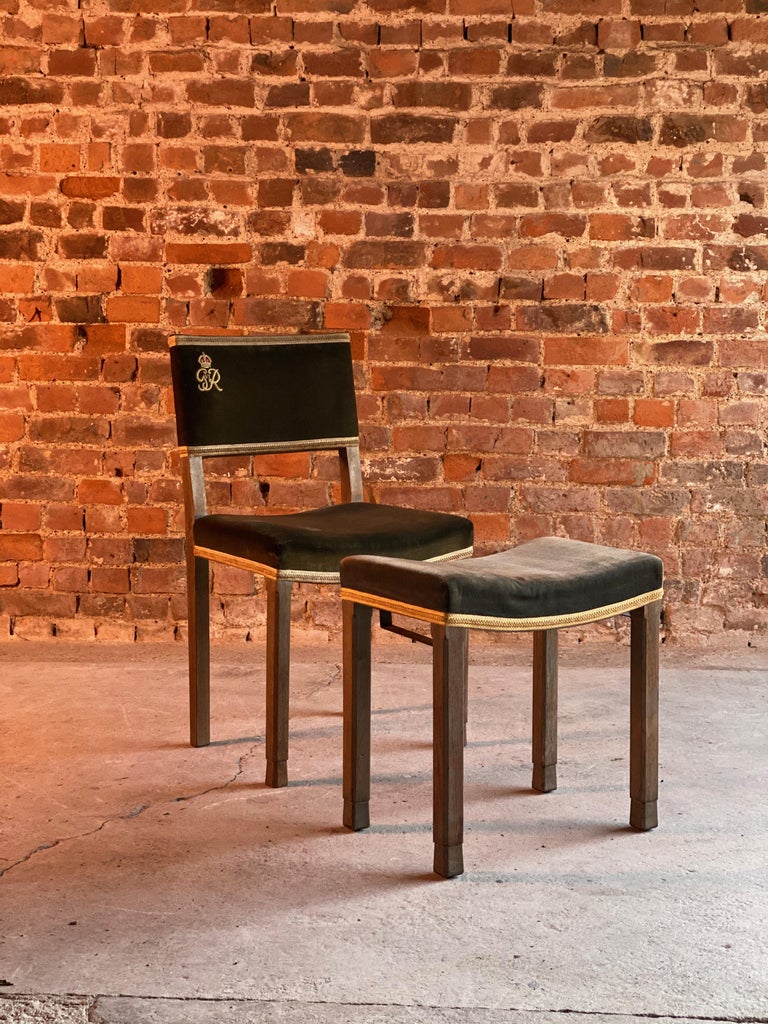 Rare King VI Coronation Chair and Stool 1937 GRVI W Hands and