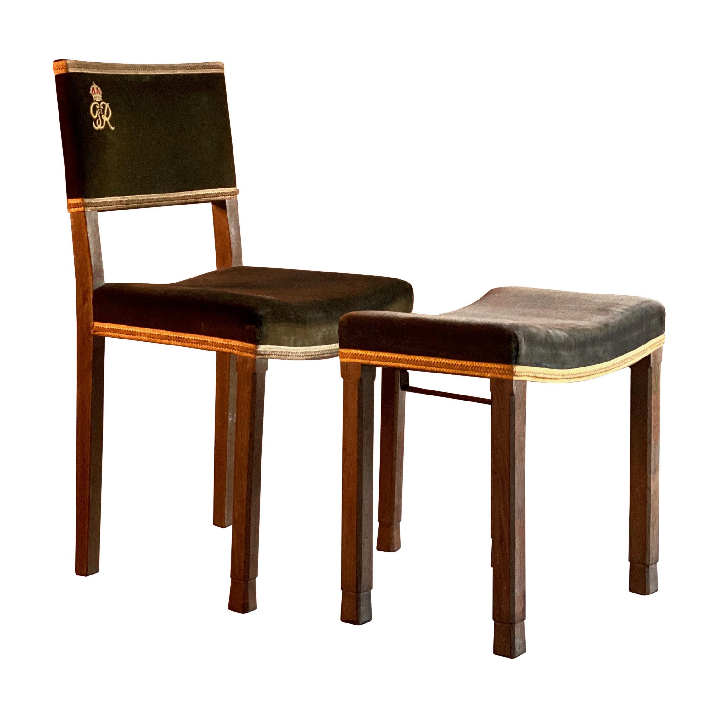 Rare King George VI Coronation Chair & Stool 1937 GRVI W Hands & Sons Original
