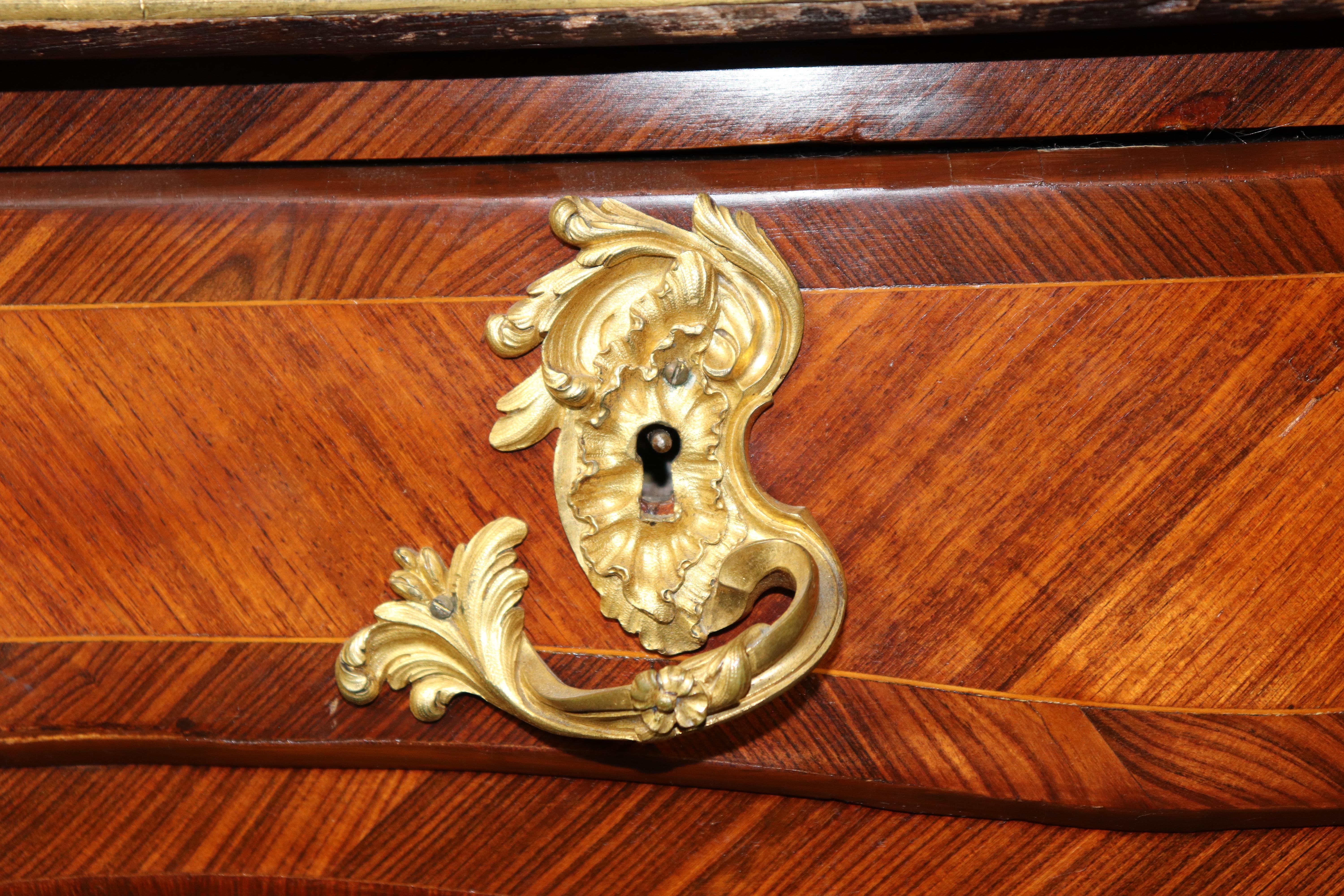 Rare Kingwood, Bronze and Leather Top Ladies Desk By Leon Dromard For Sale 6