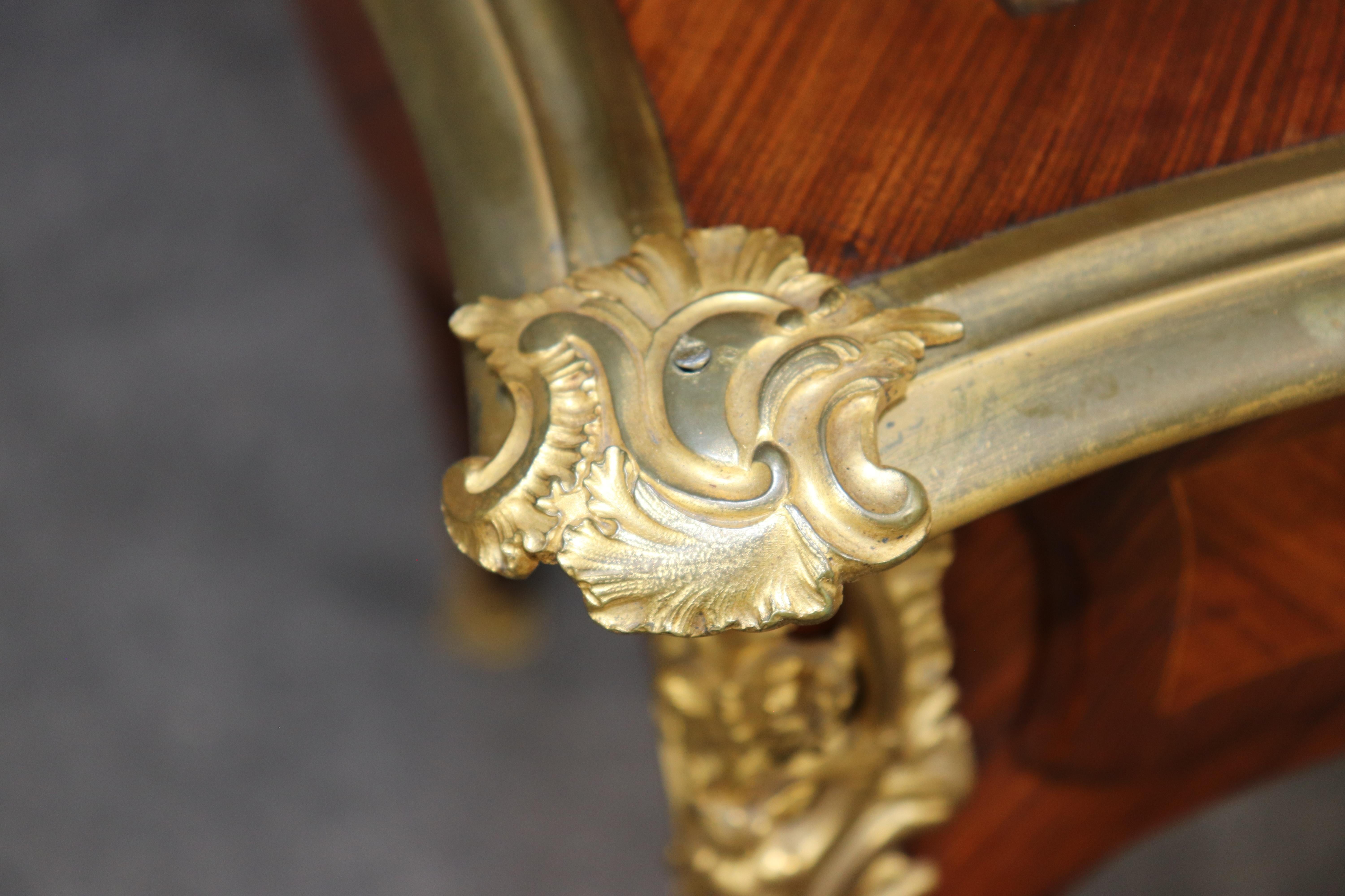 Rare Kingwood, Bronze and Leather Top Ladies Desk By Leon Dromard For Sale 7