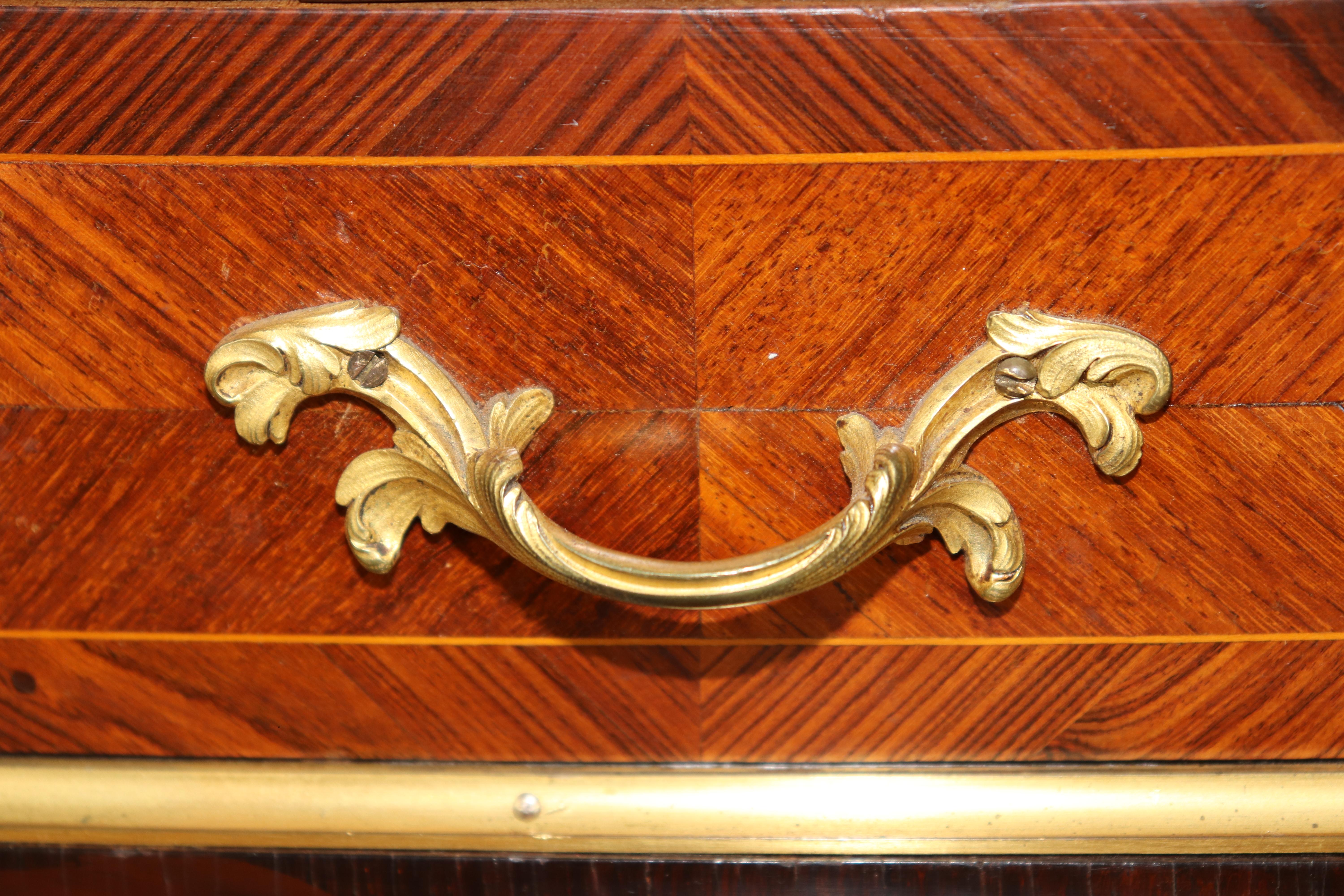 Rare Kingwood, Bronze and Leather Top Ladies Desk By Leon Dromard For Sale 9