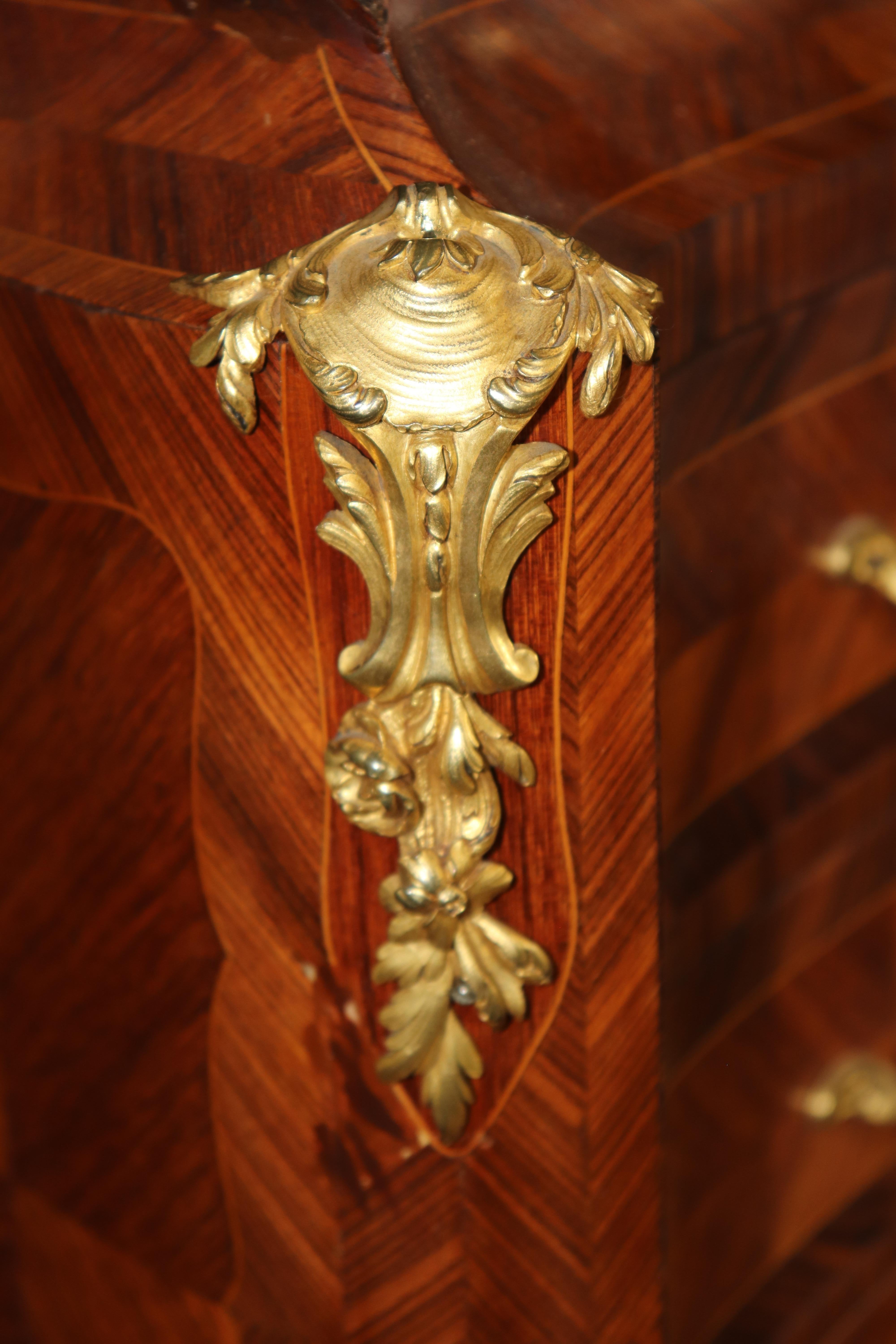Rare Kingwood, Bronze and Leather Top Ladies Desk By Leon Dromard For Sale 10