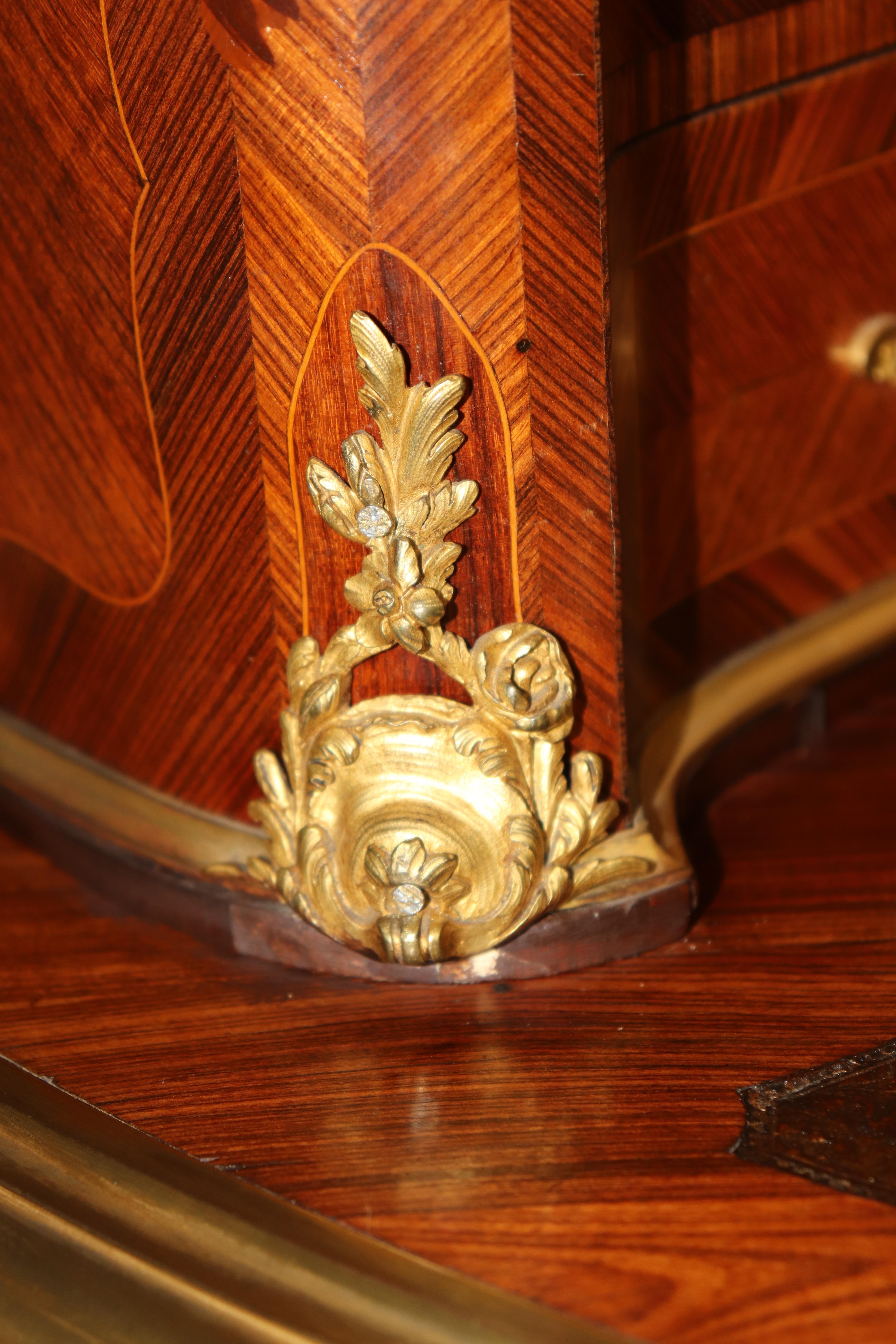 Rare Kingwood, Bronze and Leather Top Ladies Desk By Leon Dromard For Sale 11
