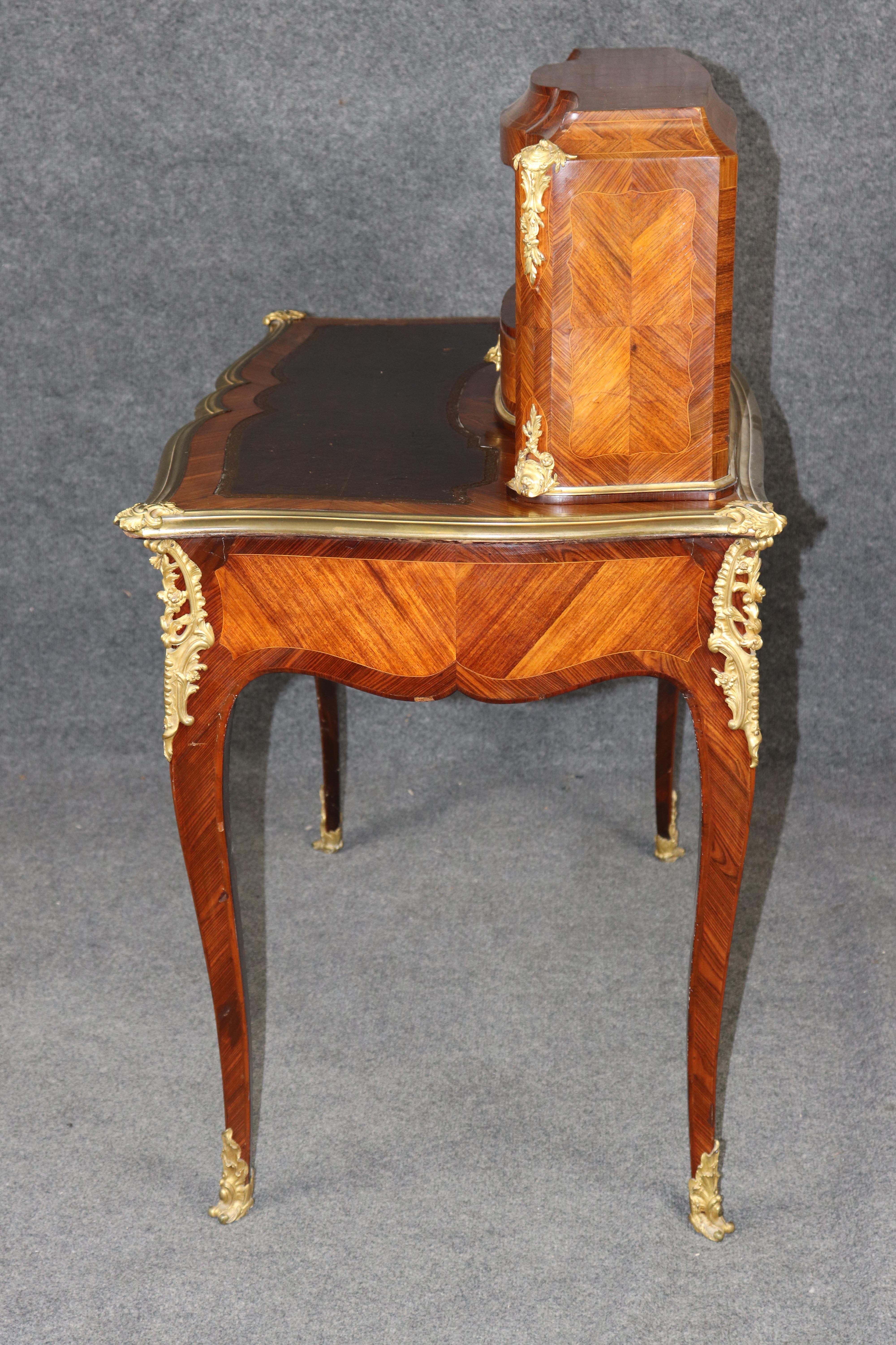 Rare Kingwood, Bronze and Leather Top Ladies Desk By Leon Dromard For Sale 1