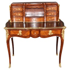 Rare Kingwood, Bronze and Leather Top Ladies Desk By Leon Dromard