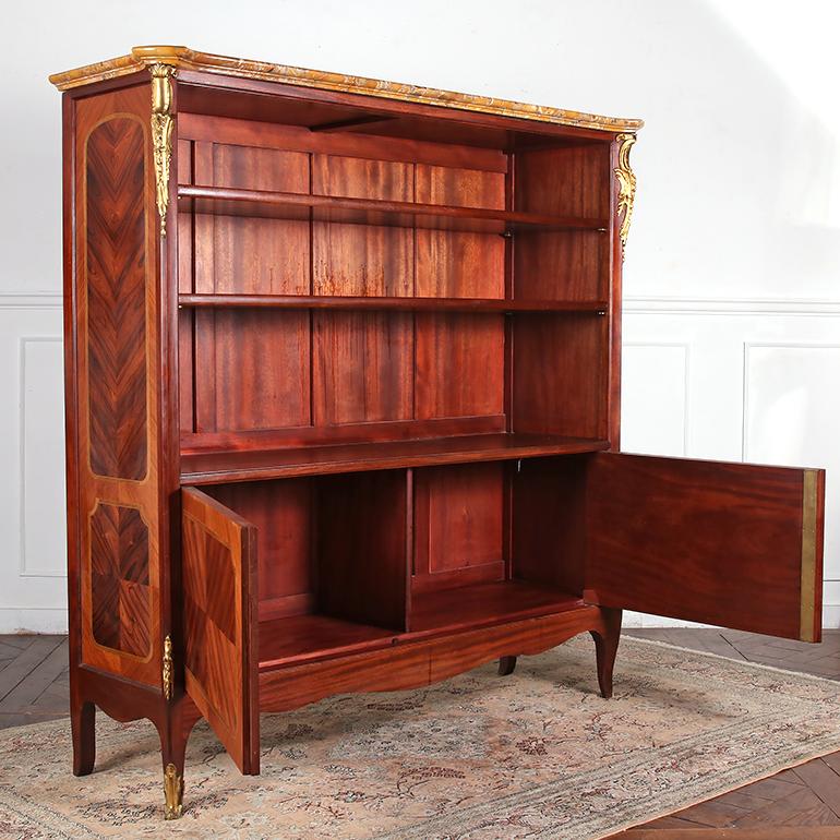French Rare Kingwood & Mahogany Louis XV Style Bookcase For Sale