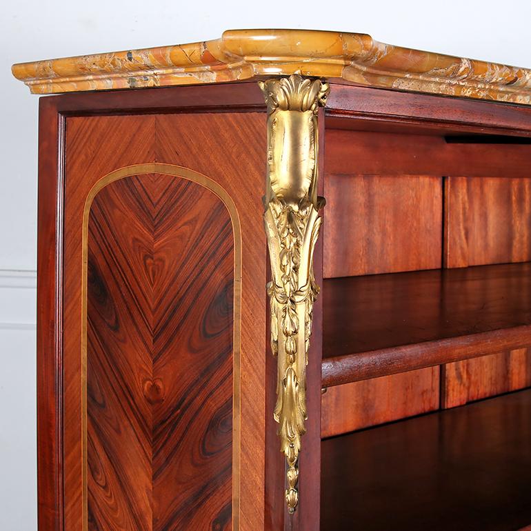 Rare Kingwood & Mahogany Louis XV Style Bookcase In Good Condition For Sale In Vancouver, British Columbia