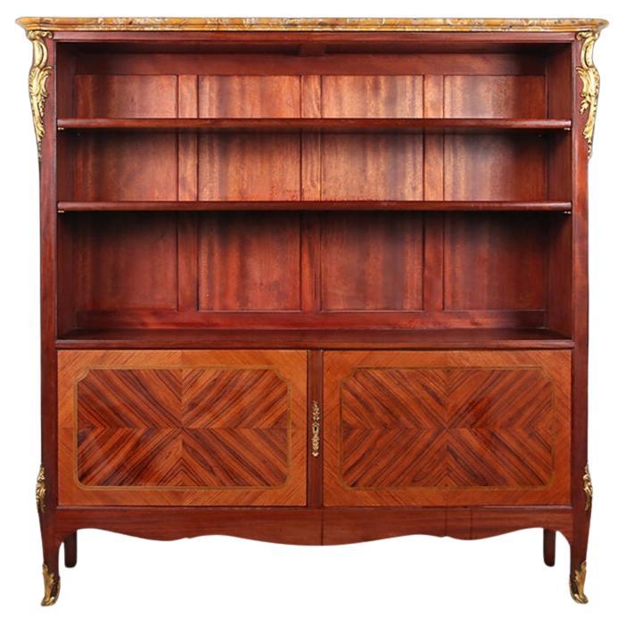 Seltenes Bücherregal aus Veilchenholz und Mahagoni im Louis-XV-Stil im Angebot