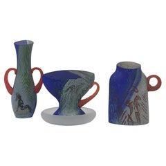 Rare Kjell Engman for Kosta Boda set of glassware teacup vase and sugar pot