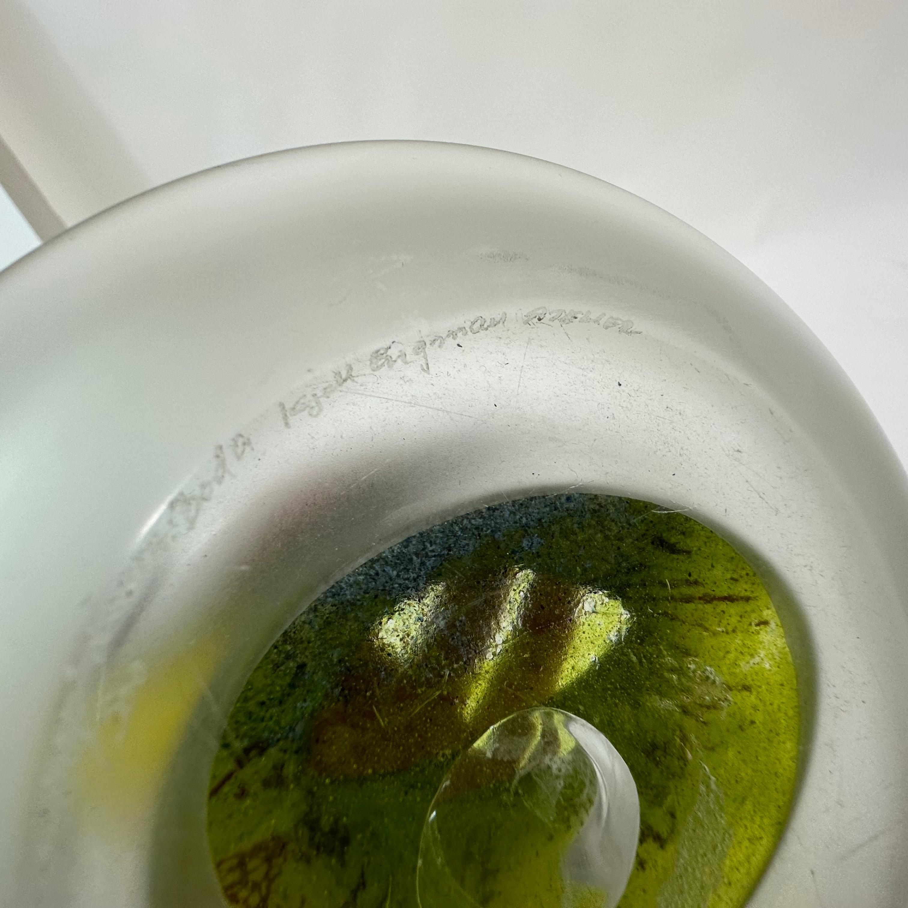 Seltene Teetasse aus grünem Glas von Kjell Engman für Kosta Boda Schweden, 1980er Jahre im Angebot 7