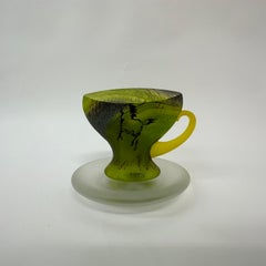 Rare Kjell Engman for Kosta Boda Sweden Green Glass teacup , 1980’s