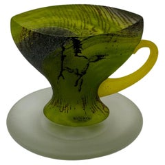 Vintage Rare Kjell Engman for Kosta Boda Sweden Green Glass teacup , 1980’s