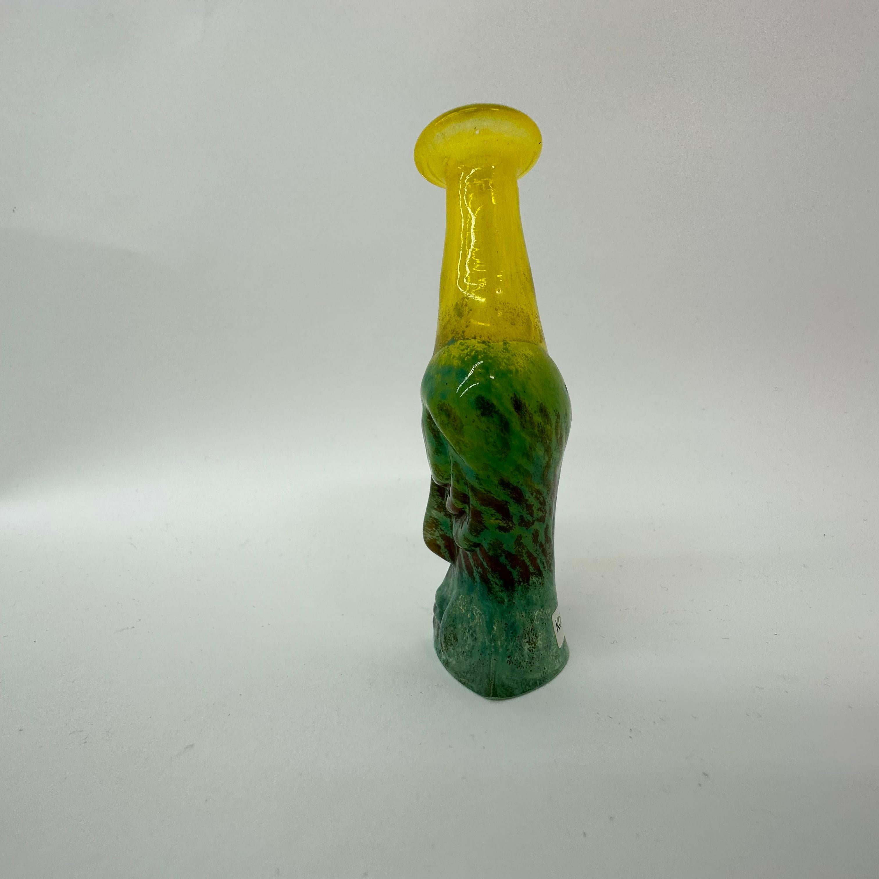 Art Glass Rare Kjell Engman for Kosta Boda Sweden miniature Rio face vase For Sale
