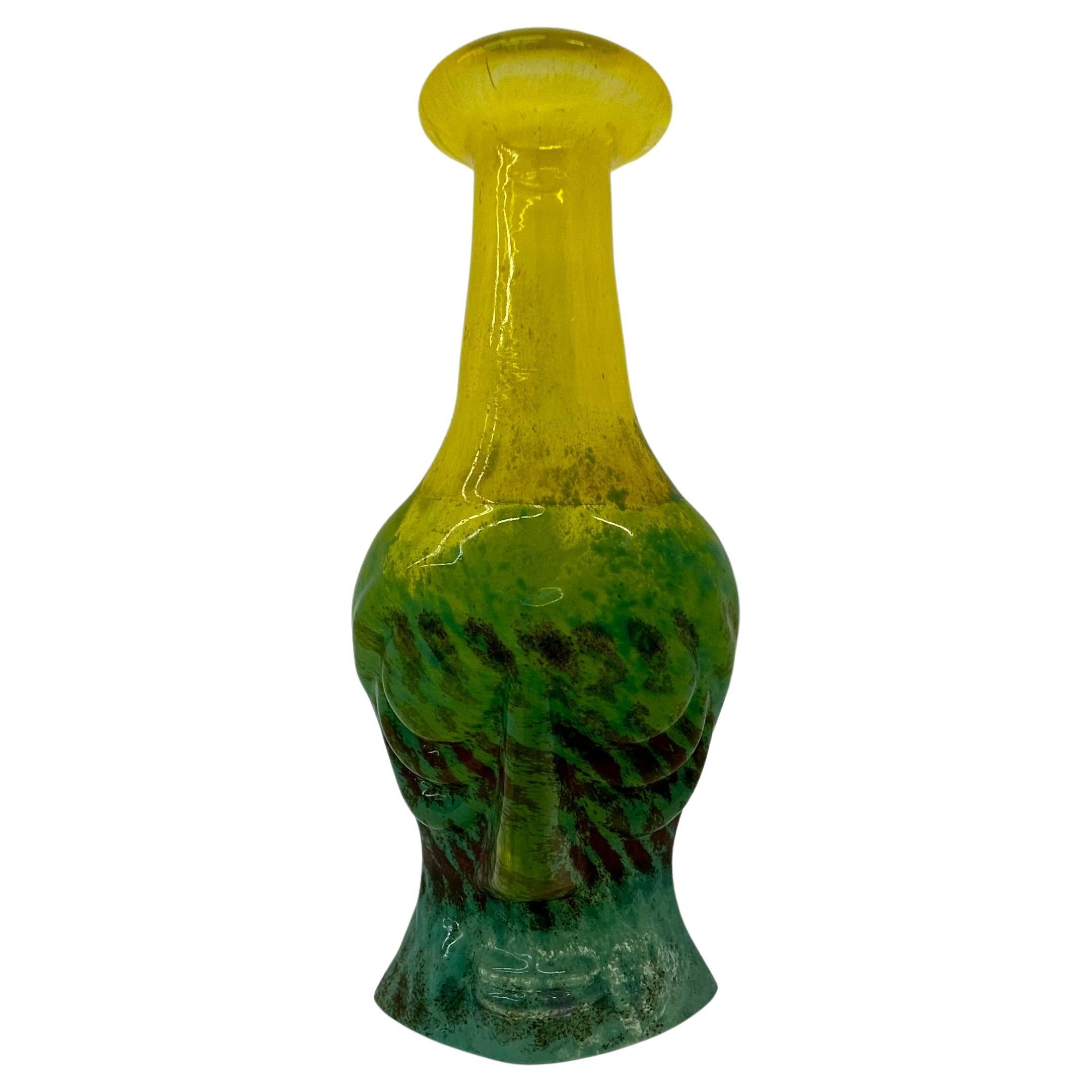 Rare vase miniature à visage de Rio Kjell Engman pour Kosta Boda Suède