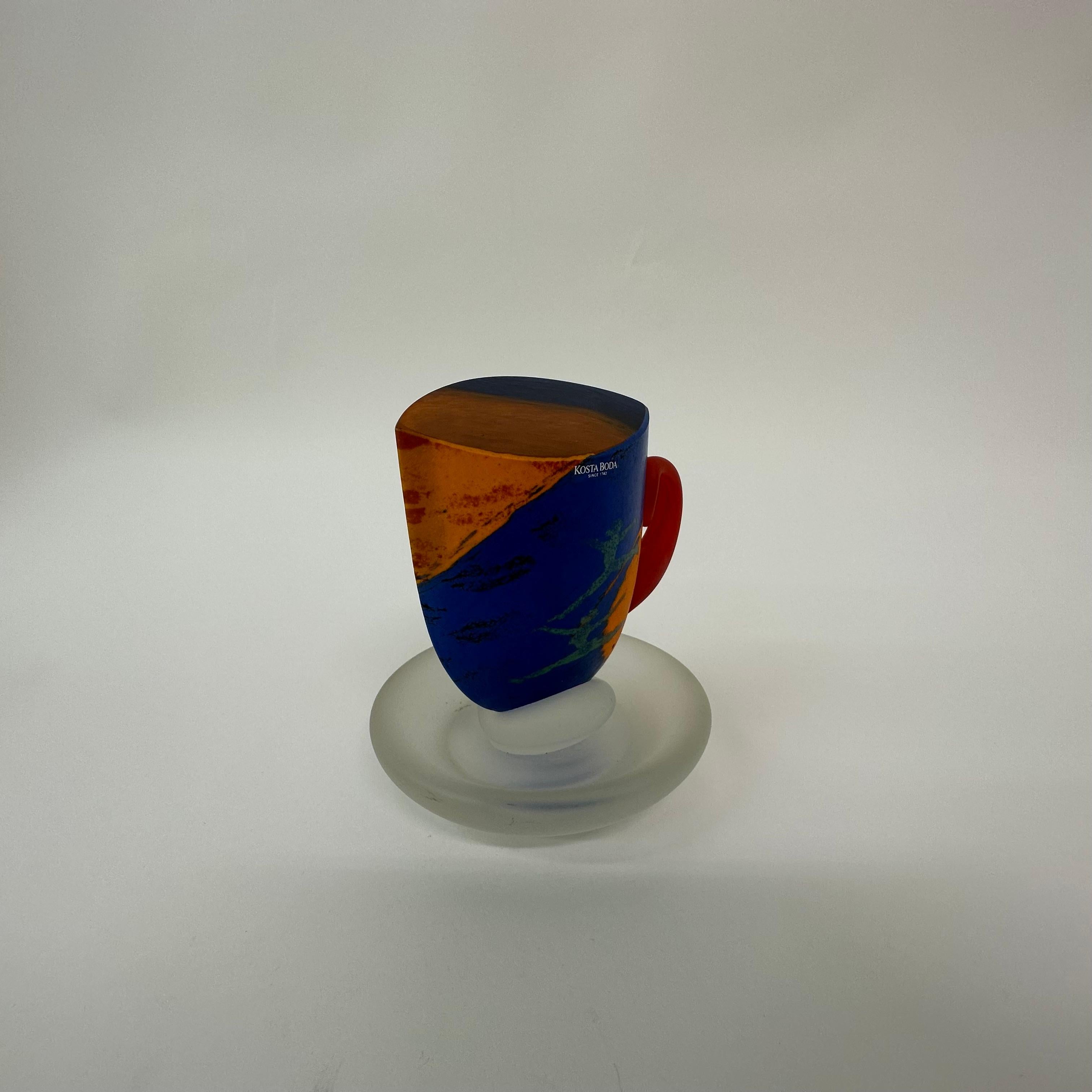 Art Glass Rare Kjell Engman for Kosta Boda Sweden teacup , 1980’s For Sale