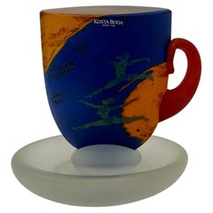 Seltene Teetasse von Kjell Engman für Kosta Boda Schweden, 1980er Jahre