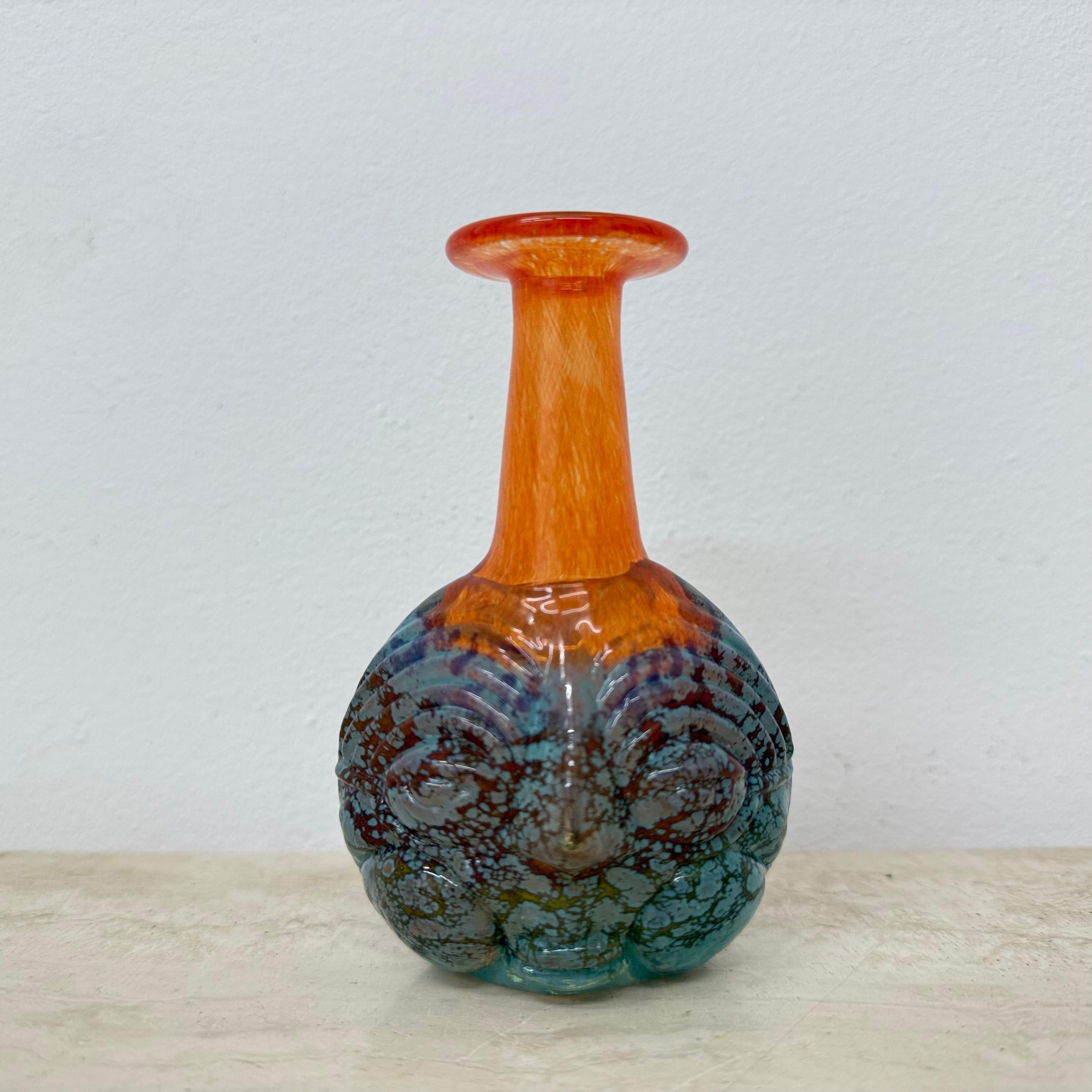 Swedish Rare Kjell Engman for Kosta Boda Sweden vase Rio face glass miniature vase For Sale