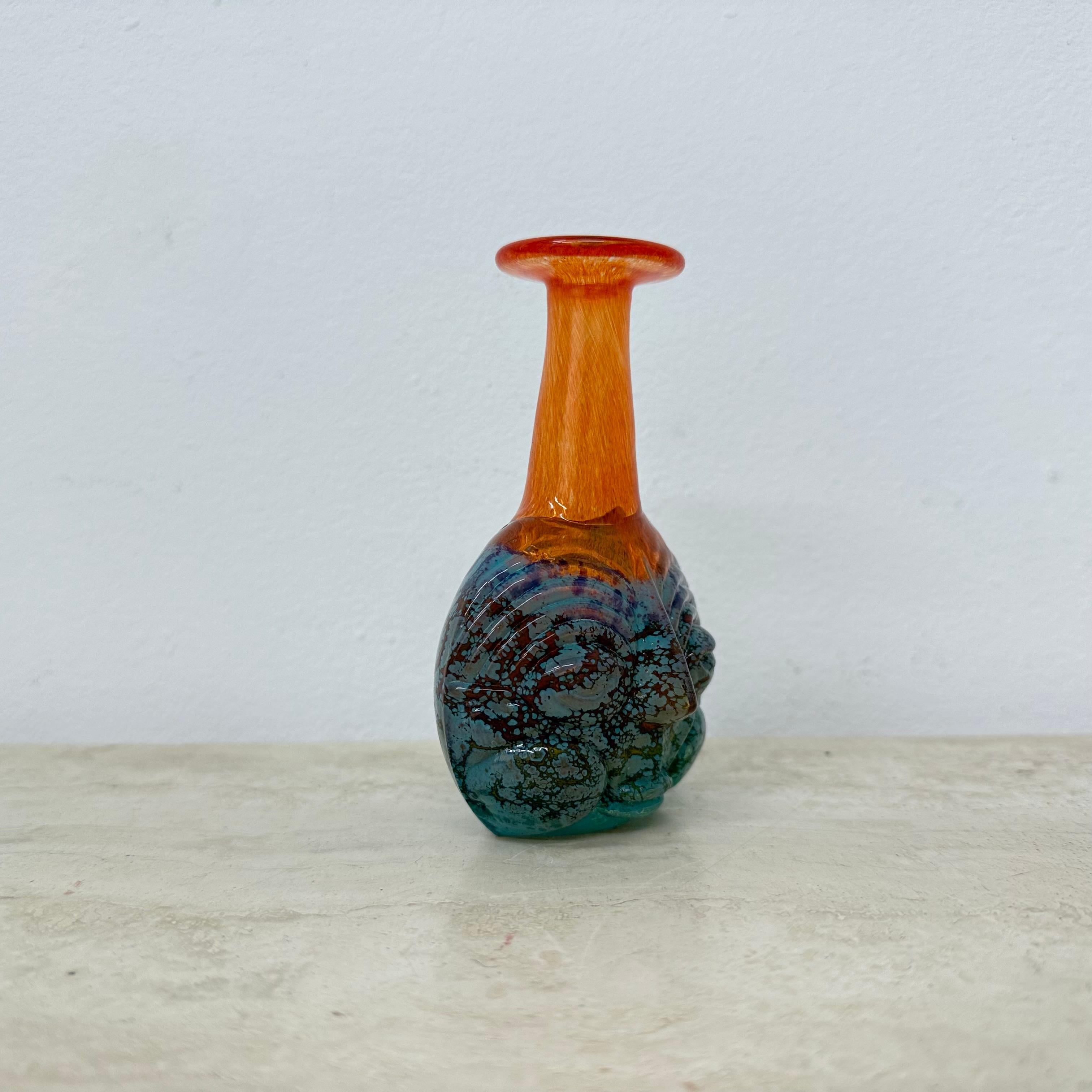 Glass Rare Kjell Engman for Kosta Boda Sweden vase Rio face glass miniature vase For Sale