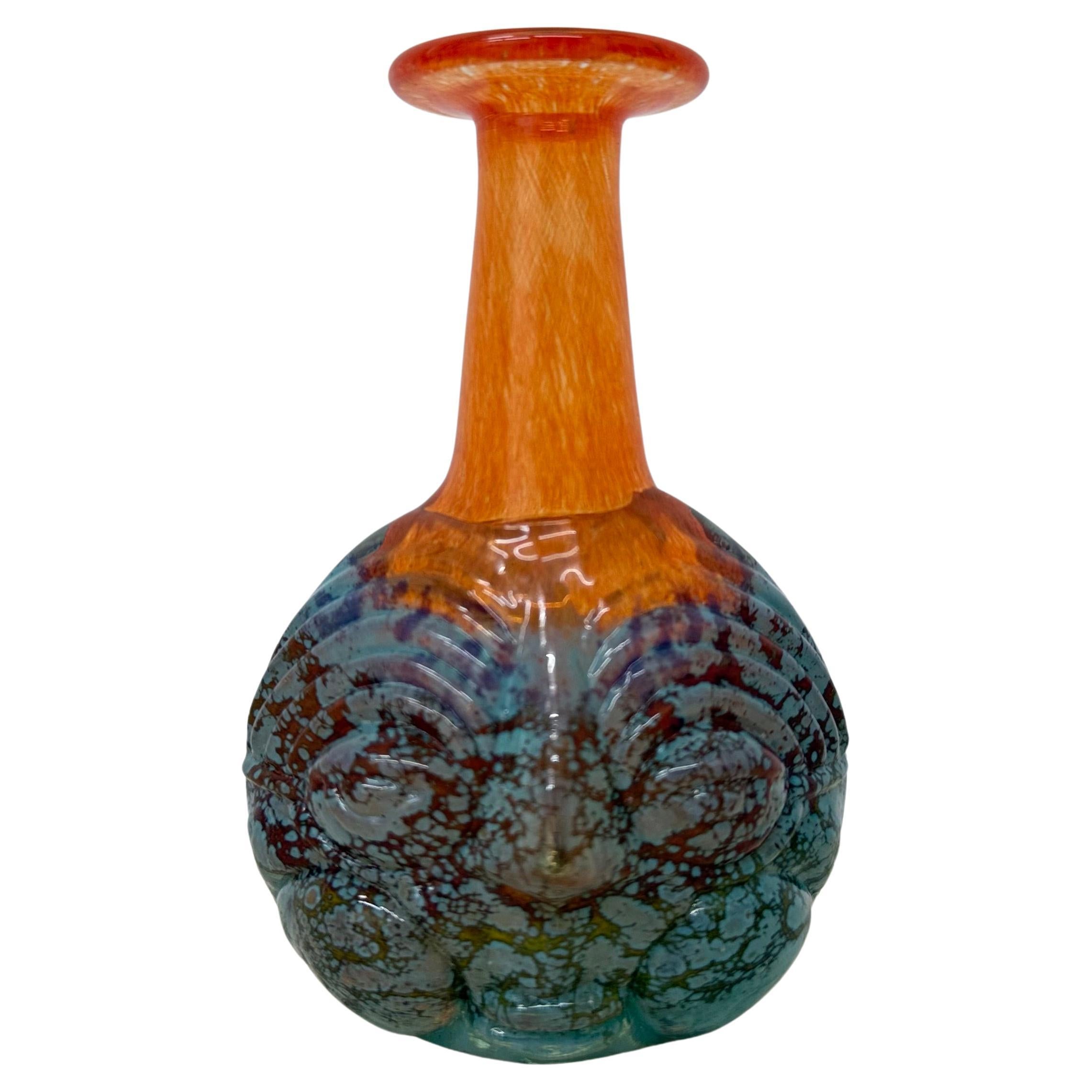Rare Kjell Engman for Kosta Boda Sweden vase Rio face glass miniature vase For Sale