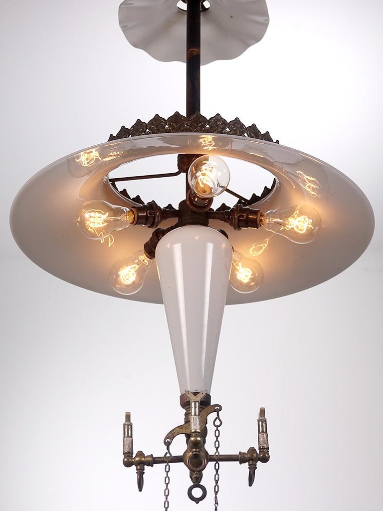 Rare Klemm Opal Cluster Reflector Lamp and Smoke Shield For Sale at 1stdibs