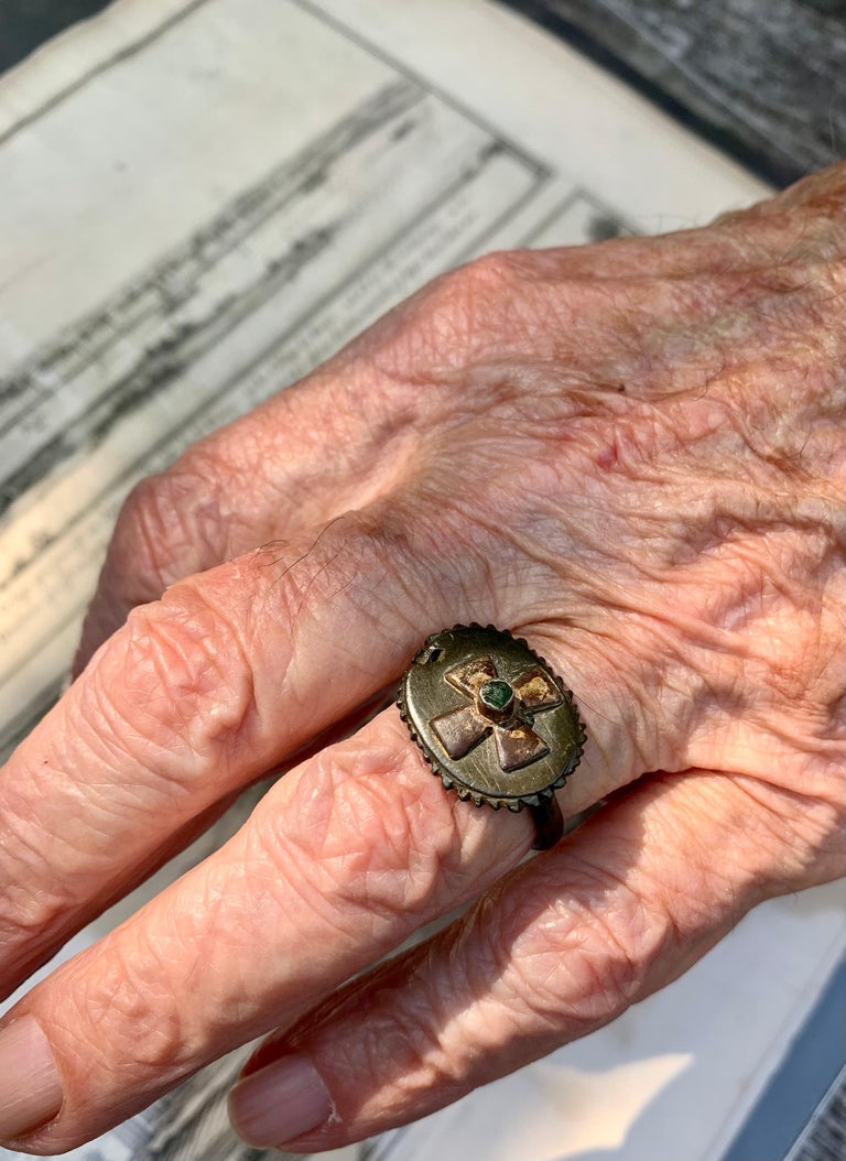 Rare Knights Templar Byzantine Bronze, Gold, Emerald Cross Ring,  c.1118-1312 AD at 1stDibs | authentic knights templar ring, antique knights templar  ring for sale, knights templar ring antique