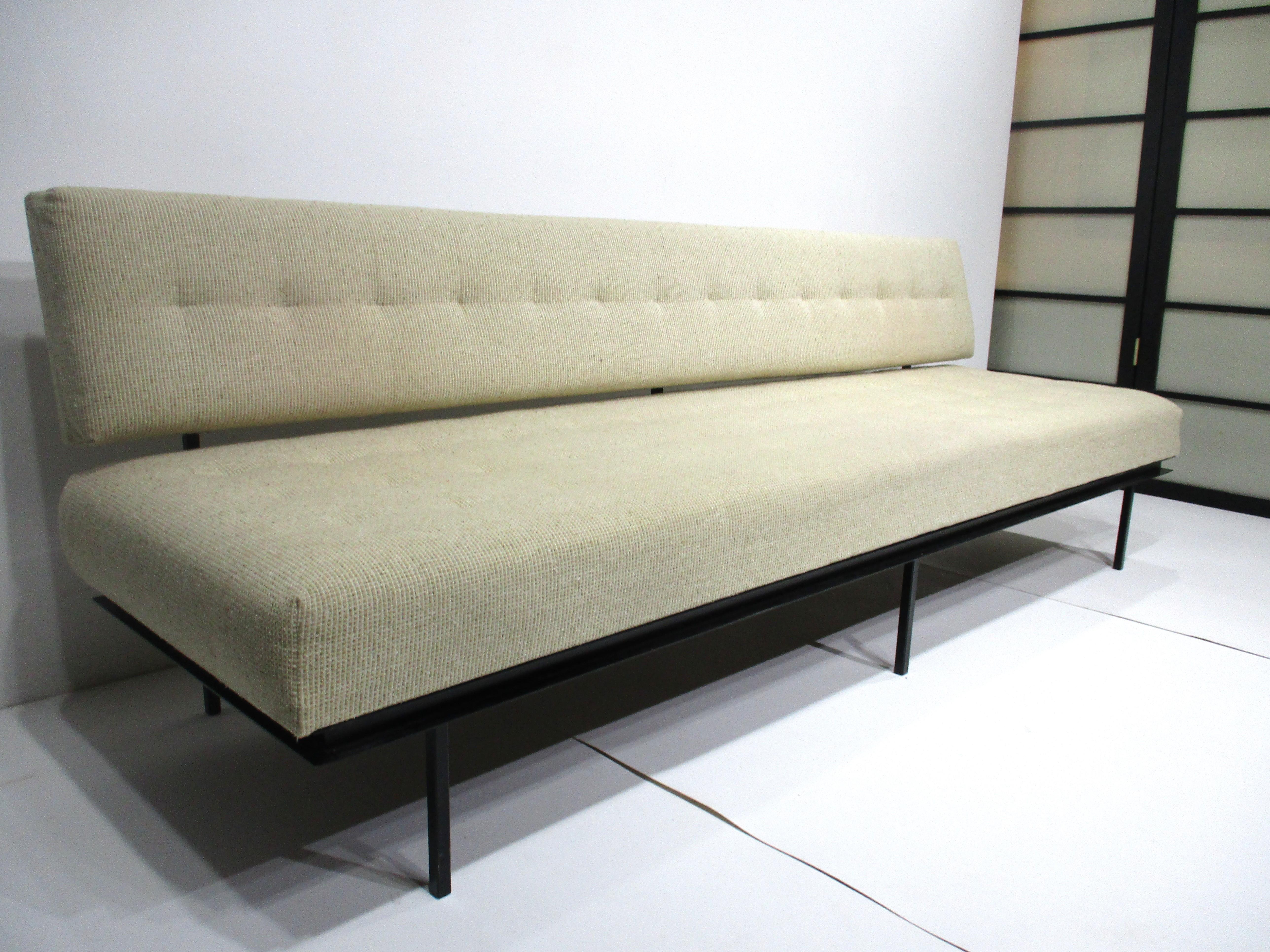 Rare Knoll # 2577BC Steel Base Sofa by Florence Knoll  For Sale 9