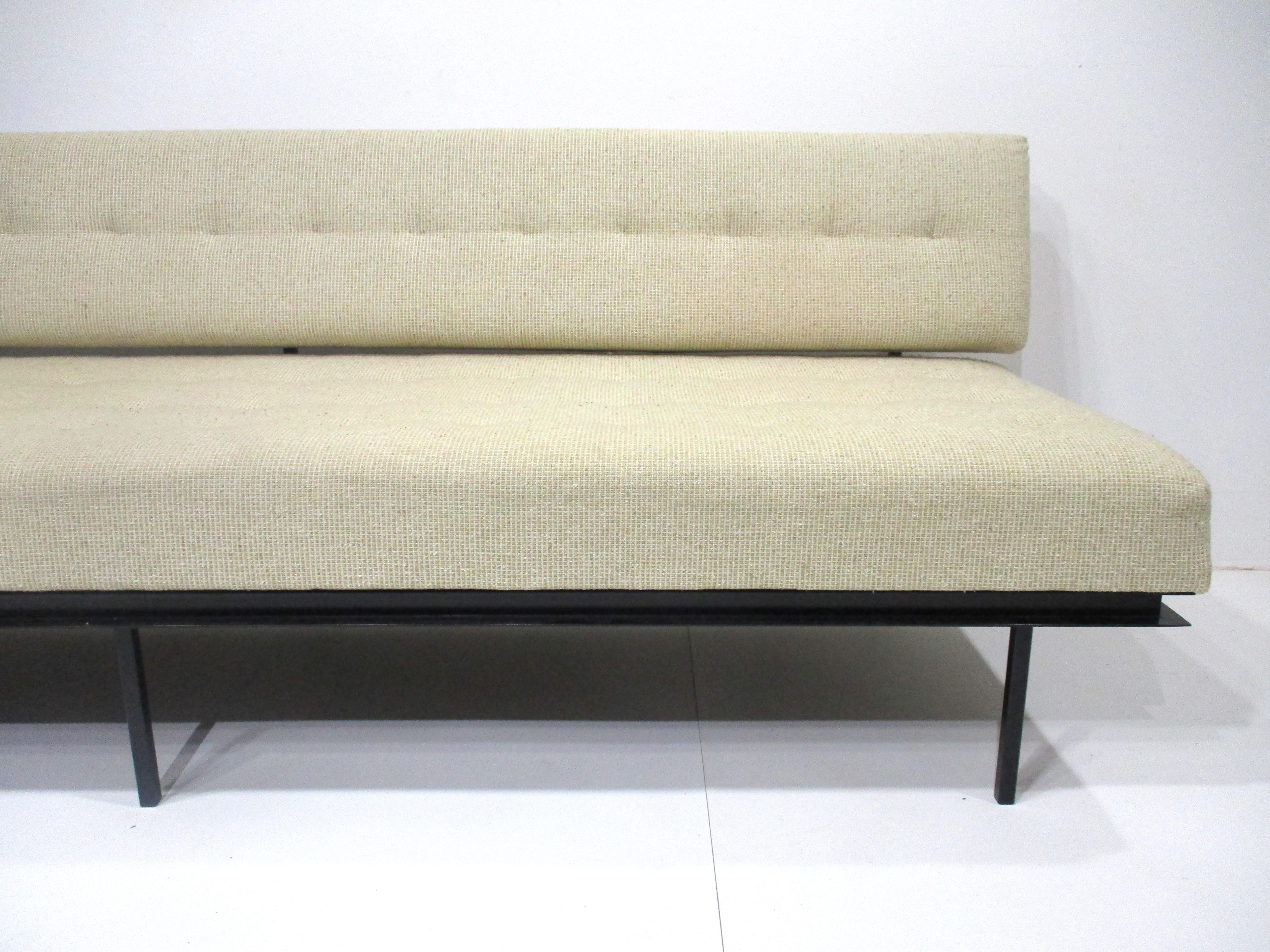 Rare Knoll # 2577BC Steel Base Sofa by Florence Knoll  In Good Condition For Sale In Cincinnati, OH