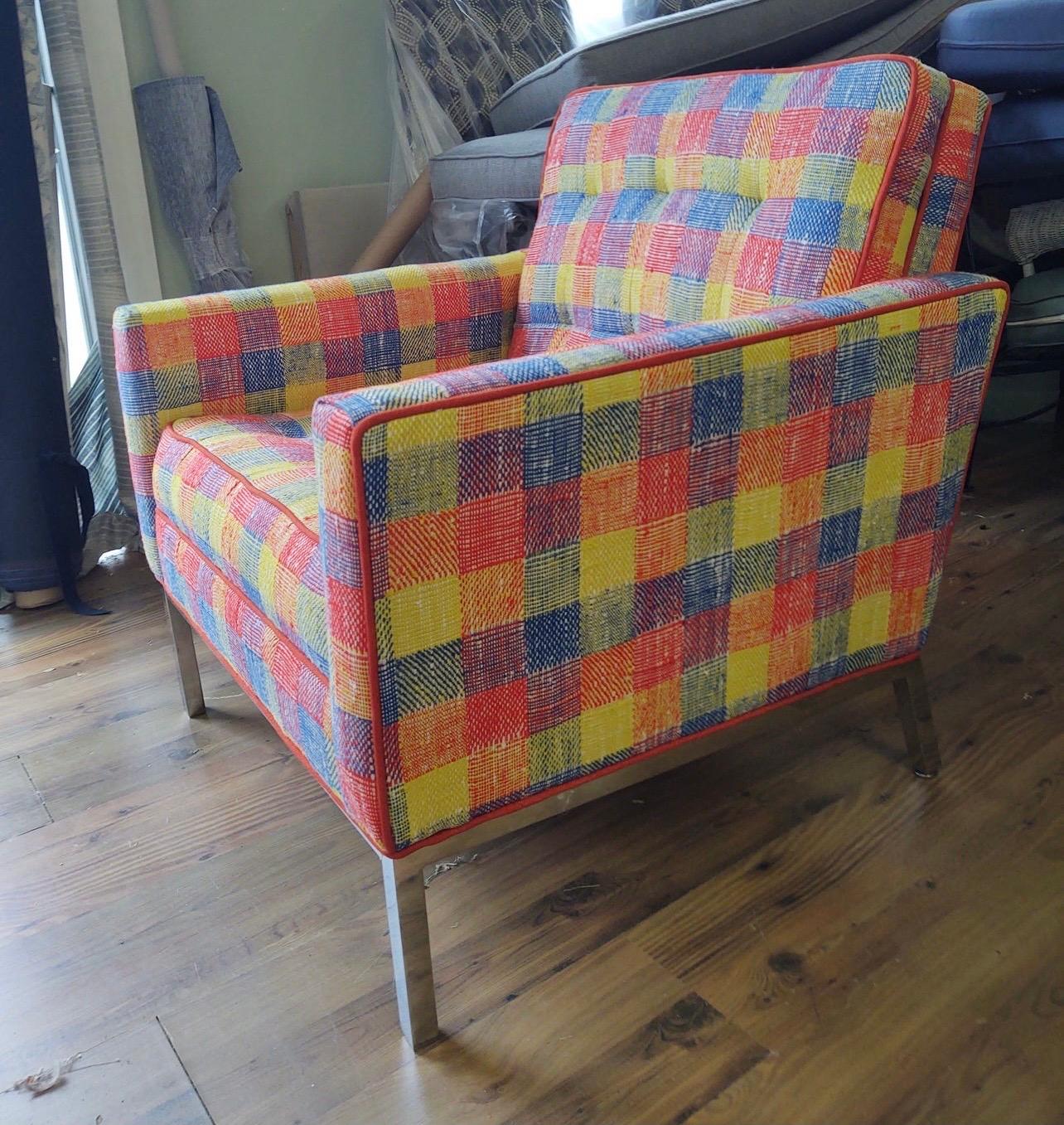 Raro sillón Knoll 65 años 50 cromado con tela Daniel Cooper en venta 3