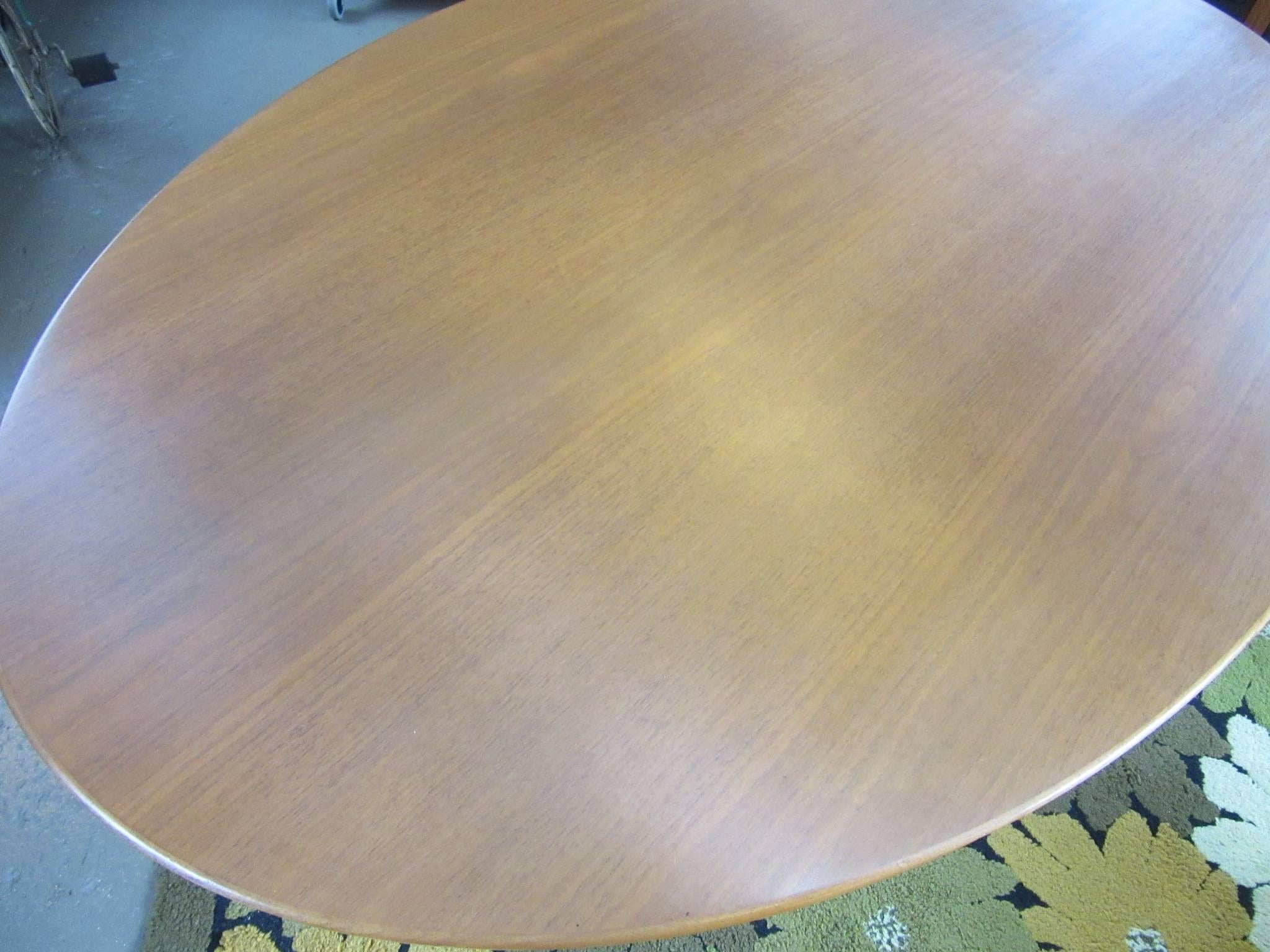 Rare Knoll Smaller Kitchen or Entrance Sized Oval Walnut Tulip Dining Table 1