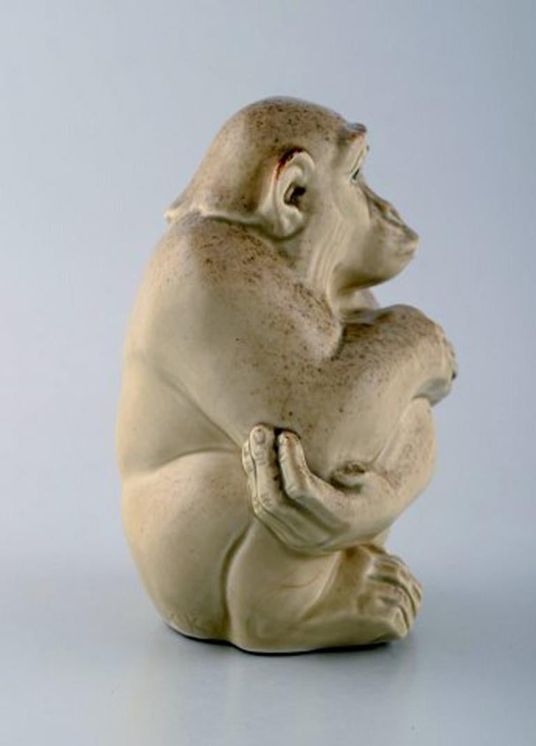 Rare Knud Kyhn for Aluminia/Royal Copenhagen, Stoneware figure, Monkey. Light crackled glaze.
1920s-1930s.
Measures 14 cm. x 7.5 cm.
Perfect condition. 1. factory quality.
Stamped: Kyhn on the side as well as Aluminia stamp, # 57102.