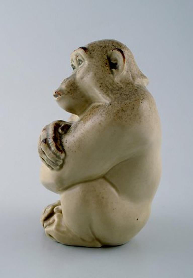 Danish Rare Knud Kyhn for Aluminia/Royal Copenhagen, Stoneware Figure, Monkey