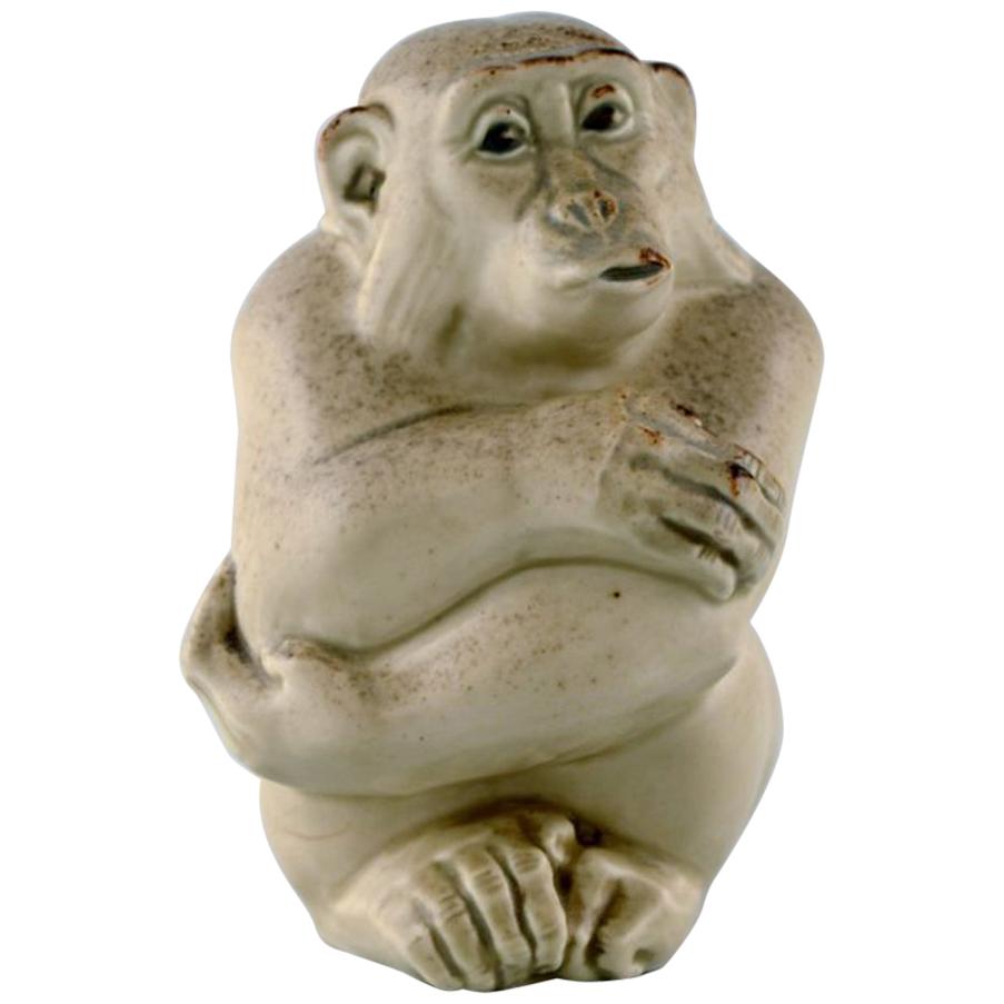 Rare Knud Kyhn for Aluminia/Royal Copenhagen, Stoneware Figure, Monkey