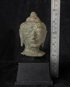 Rare Korean Cast Bronze Buddha Sculpture, 10th Century, Jade-Green Patina
