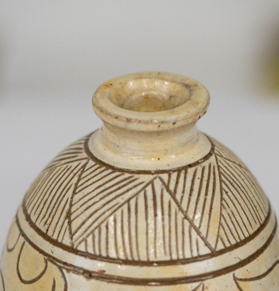 Rare Korean Incised Glaze Fish Bottle Vase For Sale 1