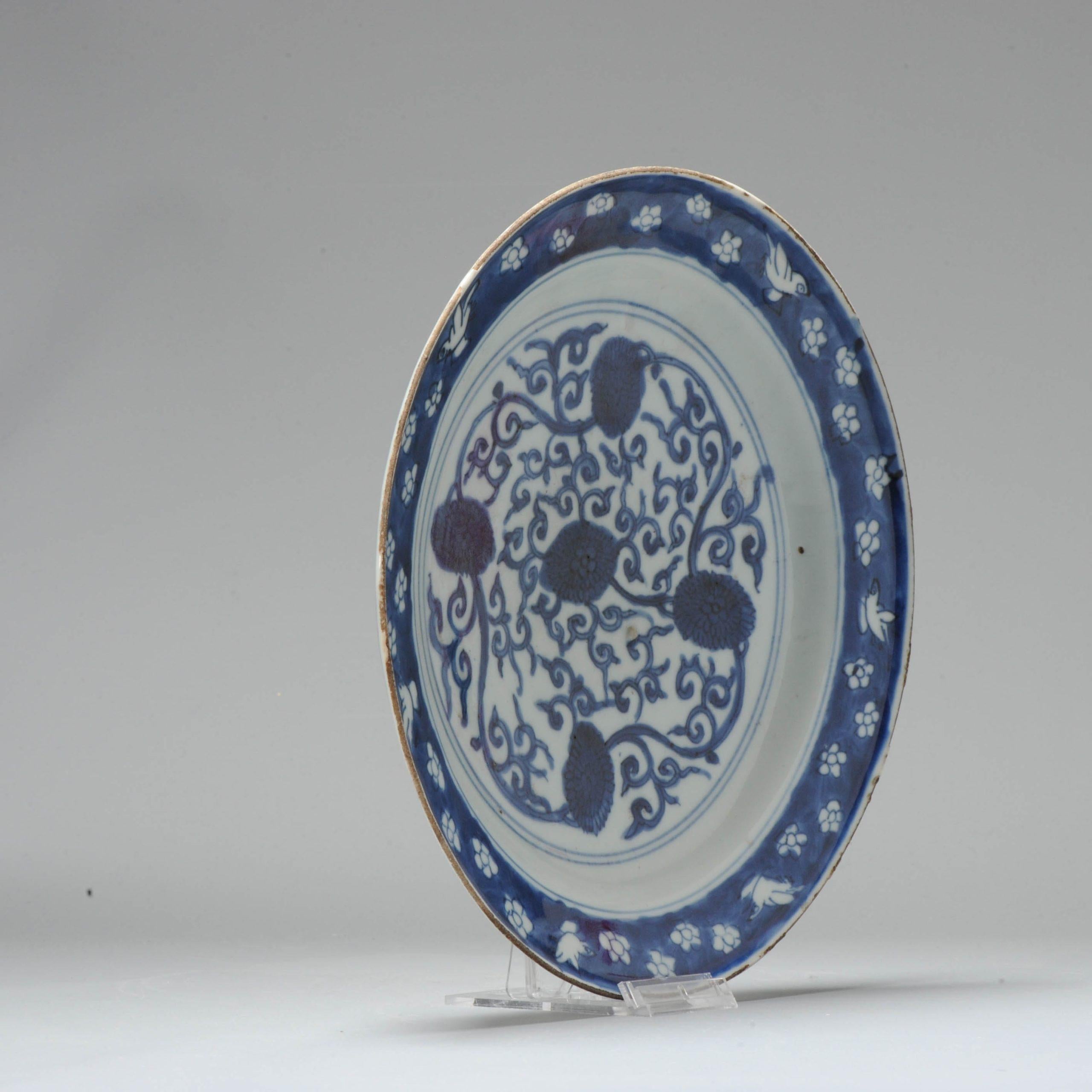 18th Century and Earlier Rare Kosometsuke Antique Chinese Ming Dynasty Plate China Porcelain, 17th C For Sale